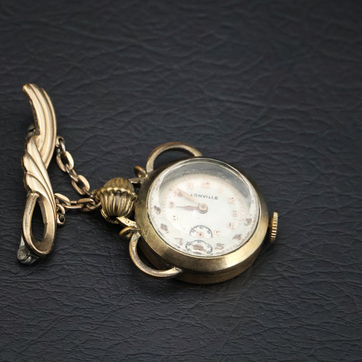 Lonville Globe Pendant Brooch Watch