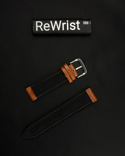 Leather Silicone Hybrid Band - Tan