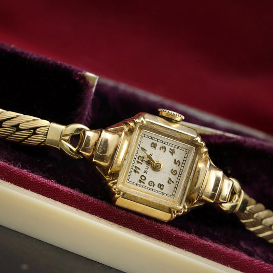 Bulova Gold Rectangular — Original Box & Papers