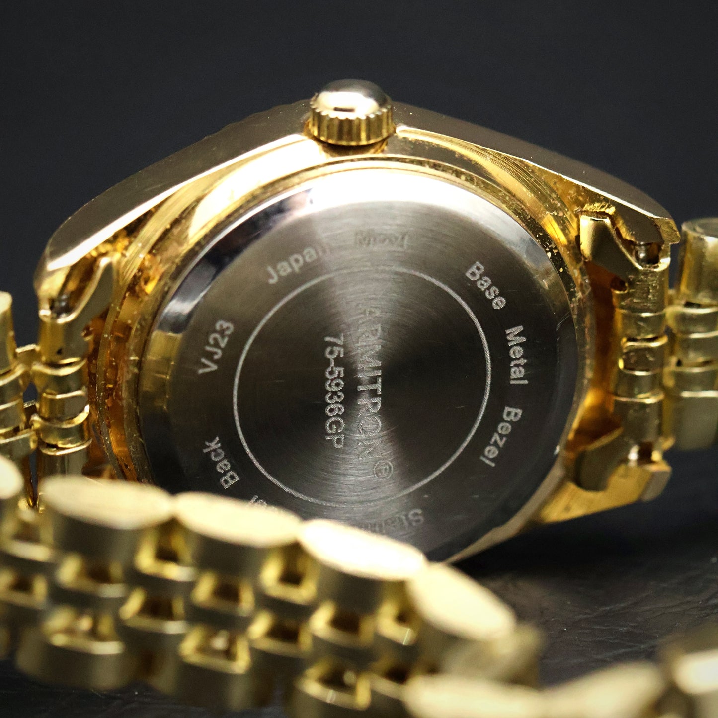 Armitron Gold-Tone Day-Date with Crystal Markers