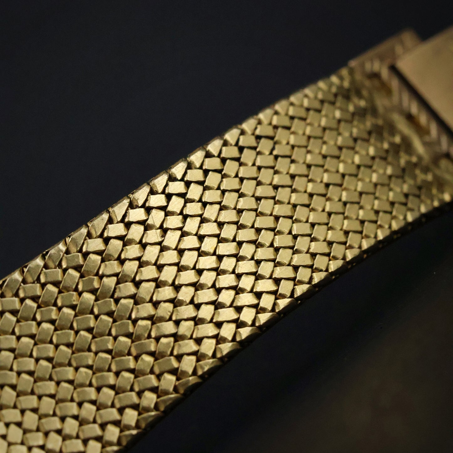 Longines Black Diamond Dial Gold Mesh Watch