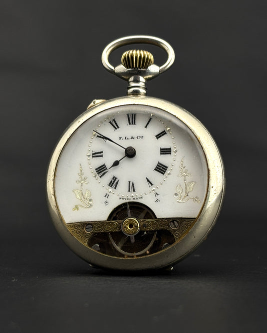 Antique Silver Swiss Lever Hebdomas style Pocket Watch | 8-Day Movement
