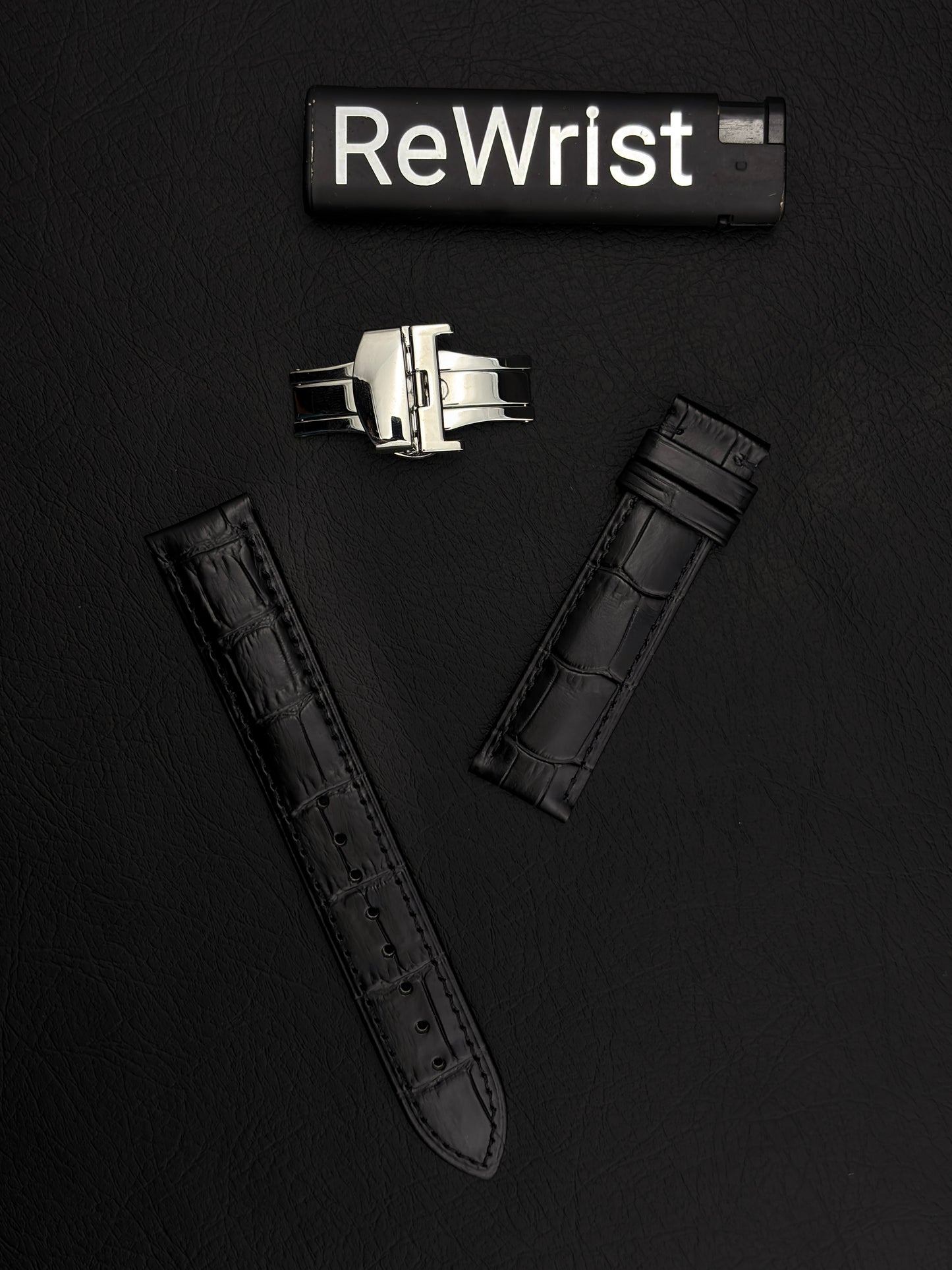Odd size leather strap - Black