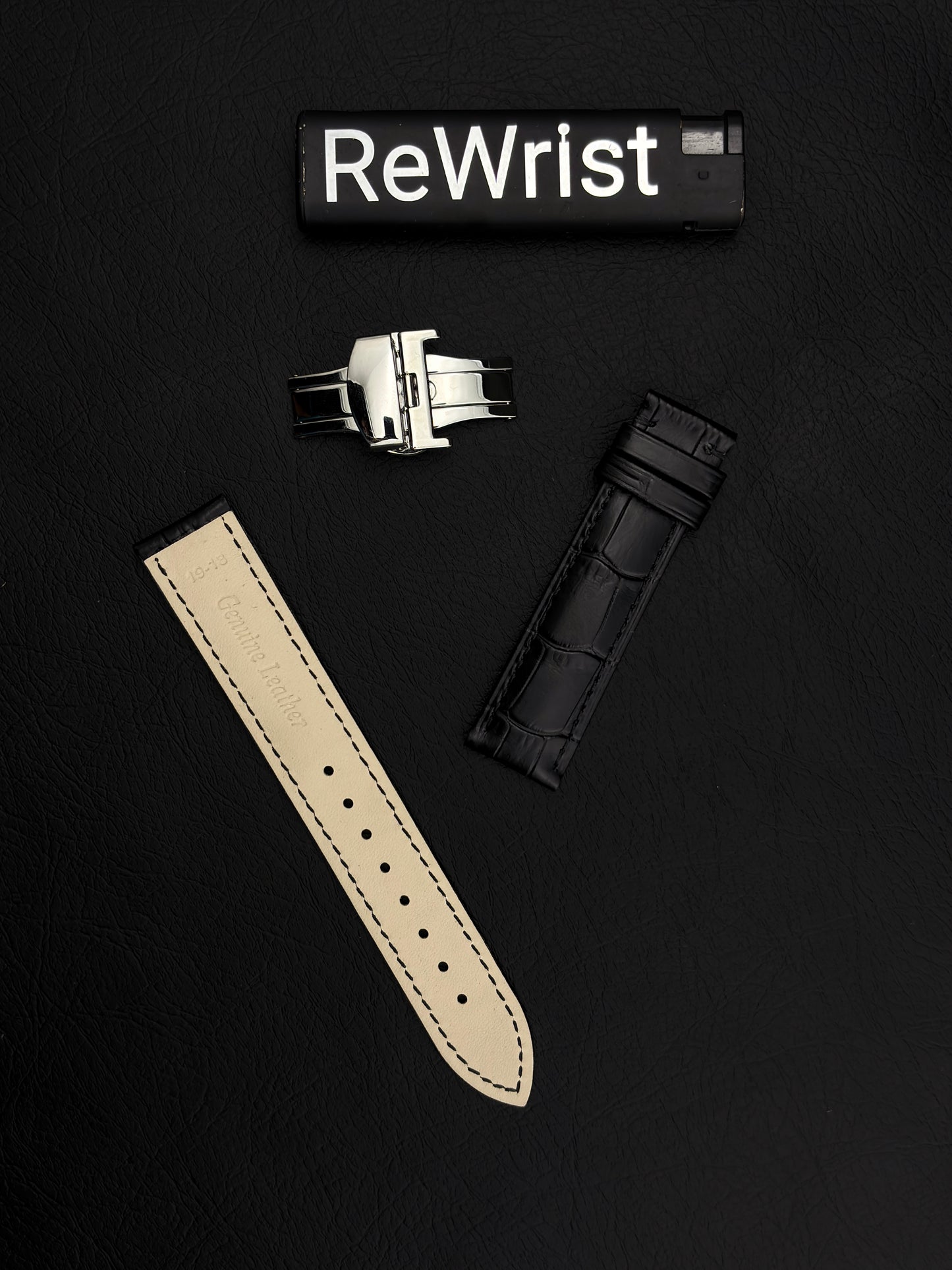 Odd size leather strap - Black