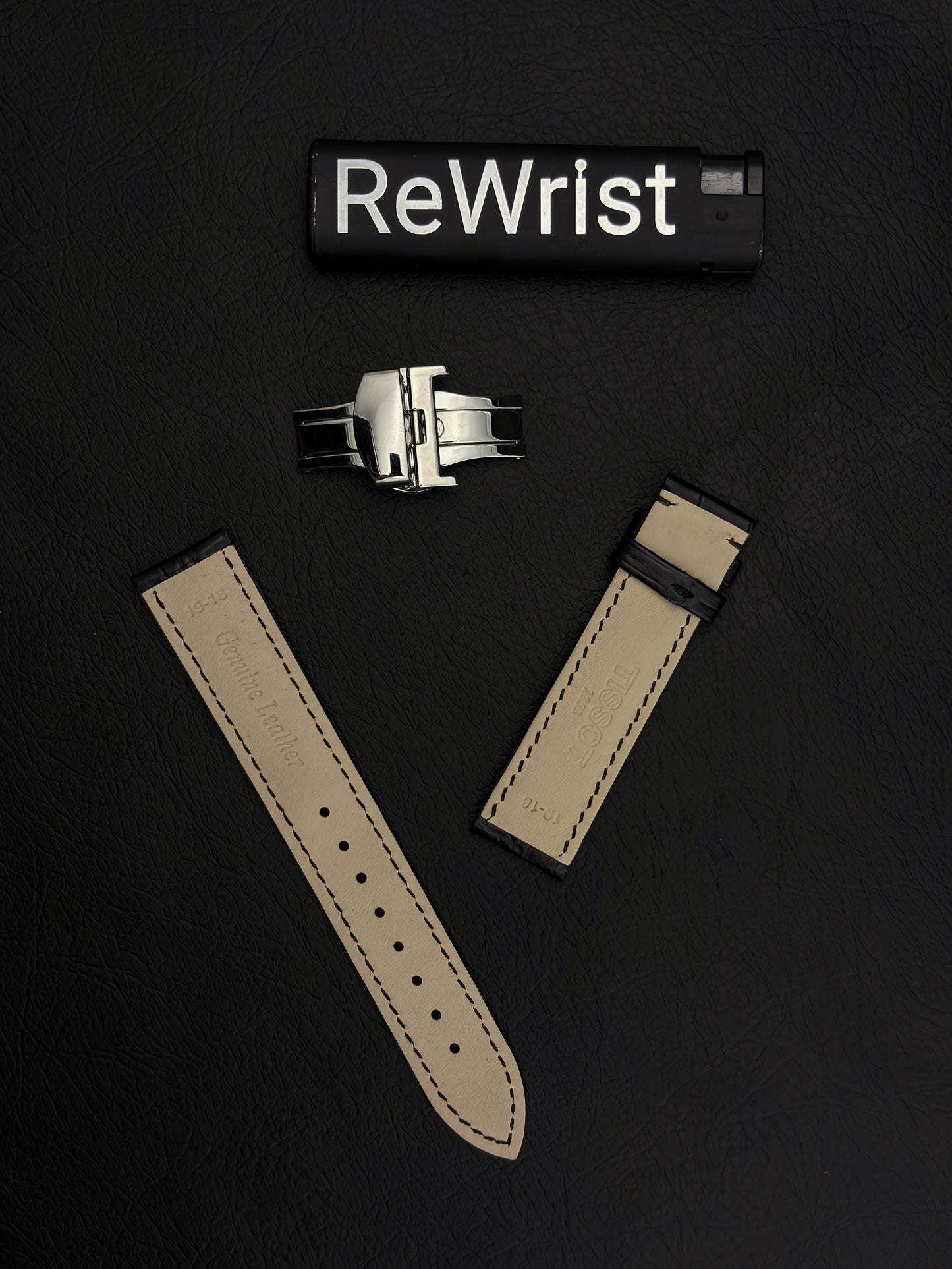 Odd size leather strap - Black