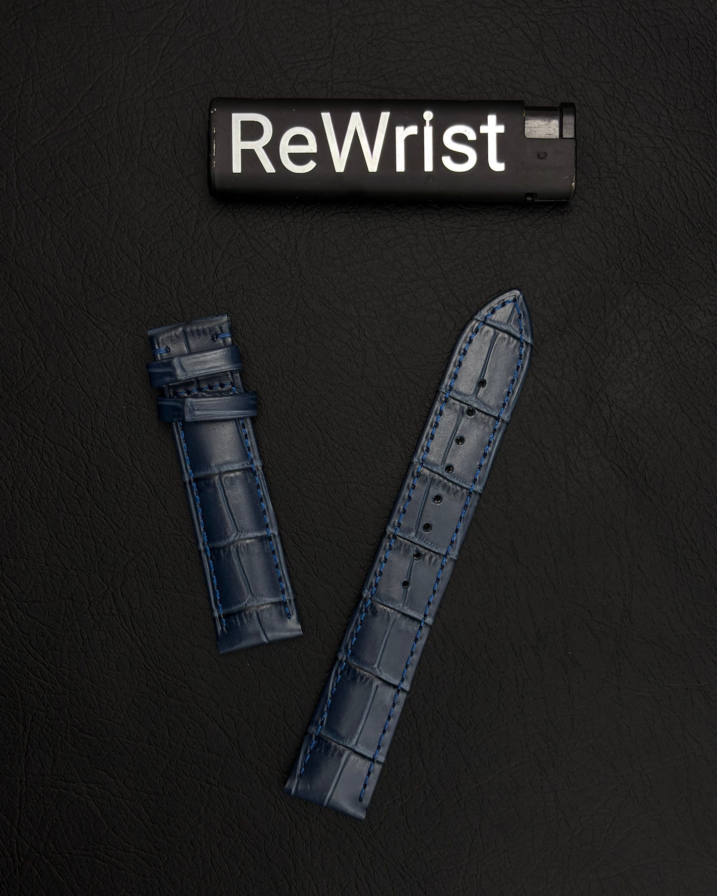 Odd size leather strap - Blue