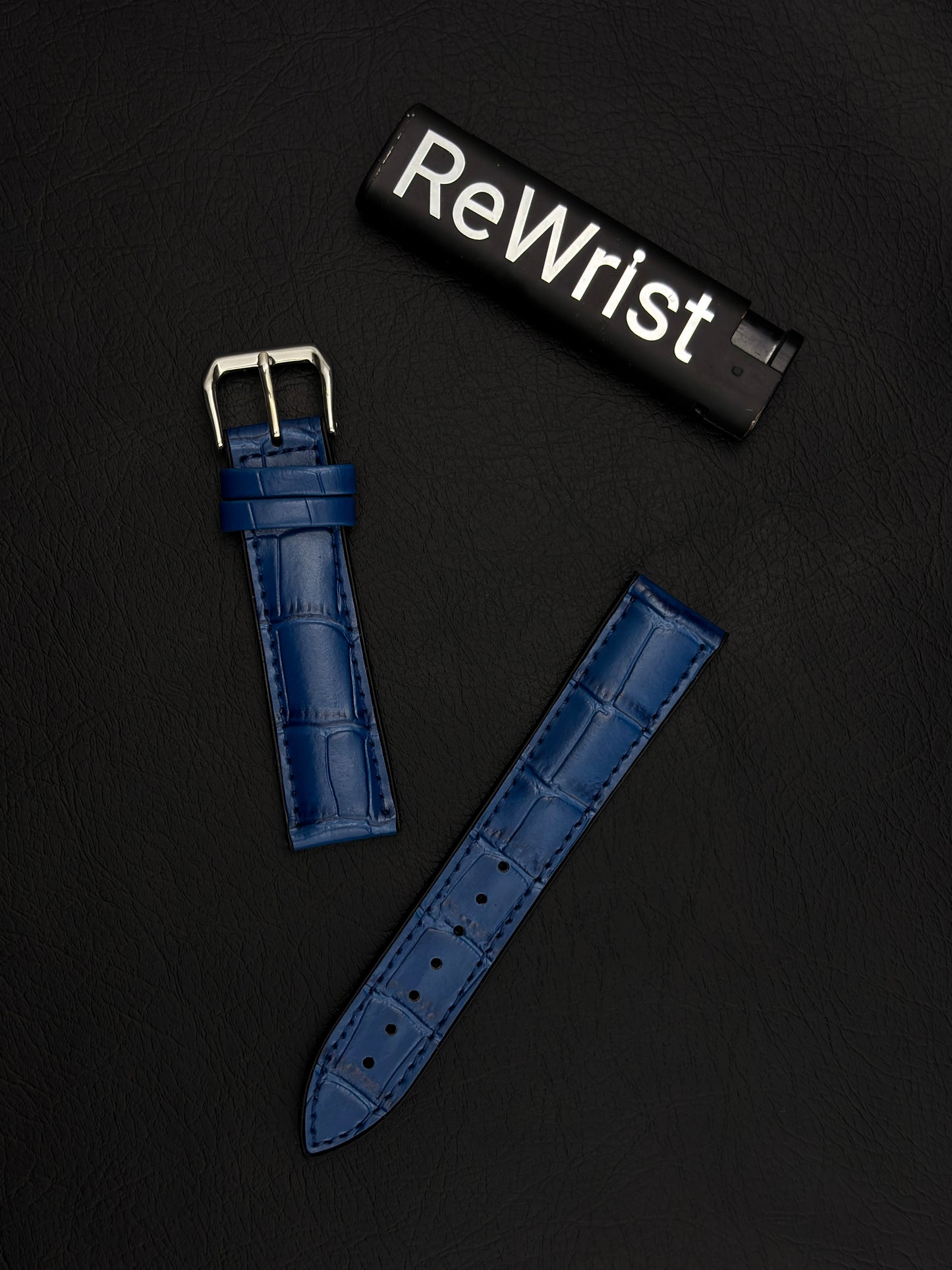 Leather Silicone Hybrid Band - Blue