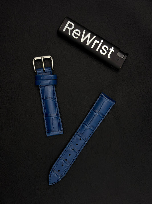 Leather Silicone Hybrid Band - Blue