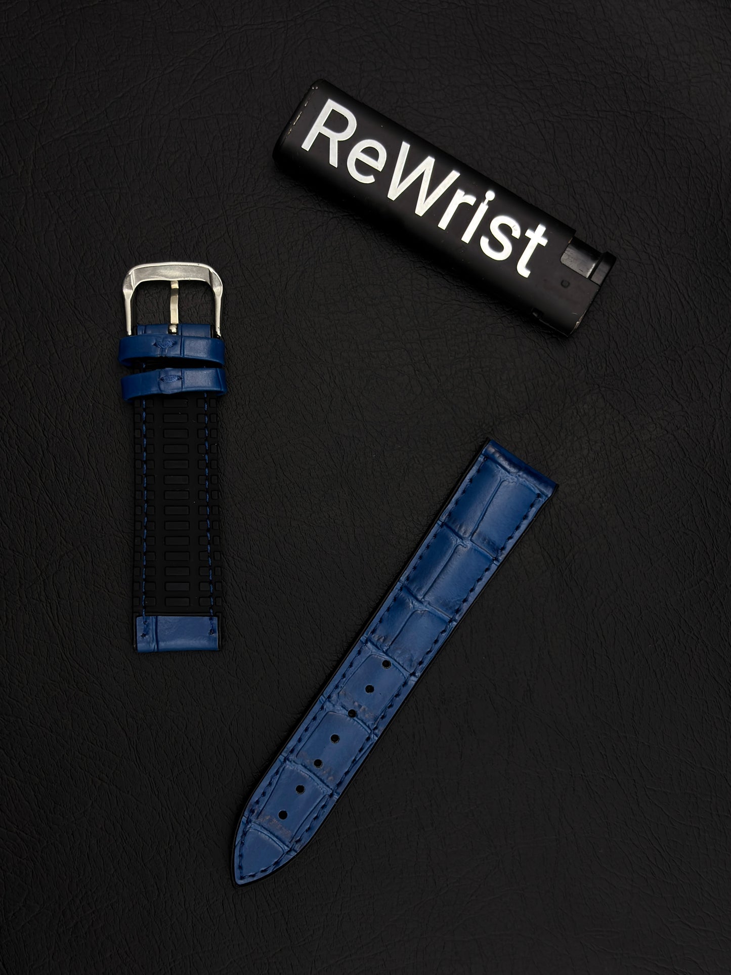 Leather Silicone Hybrid Band - Blue