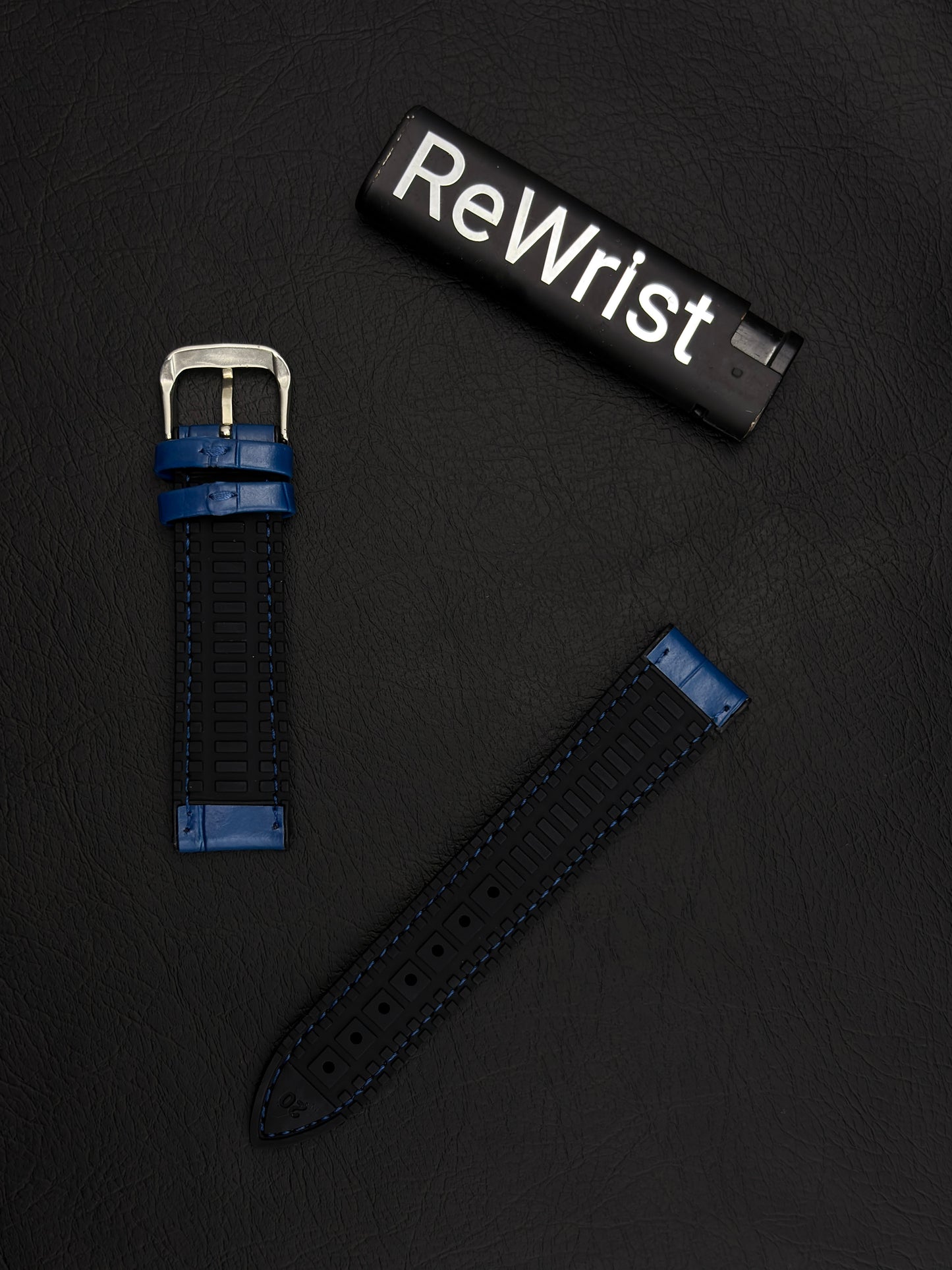 Leather Silicone Hybrid Band - Blue