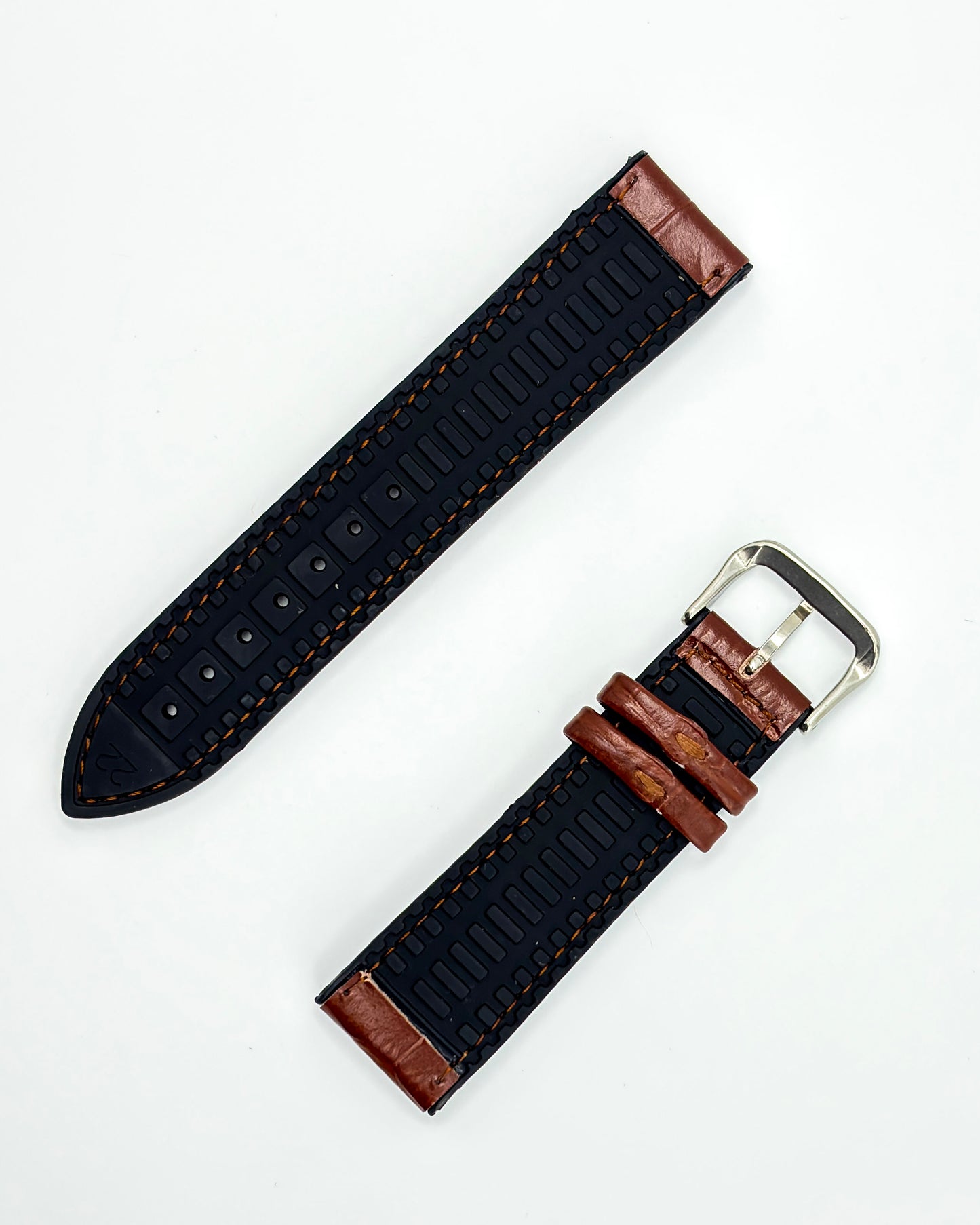 Leather Silicone Hybrid Band- Brown