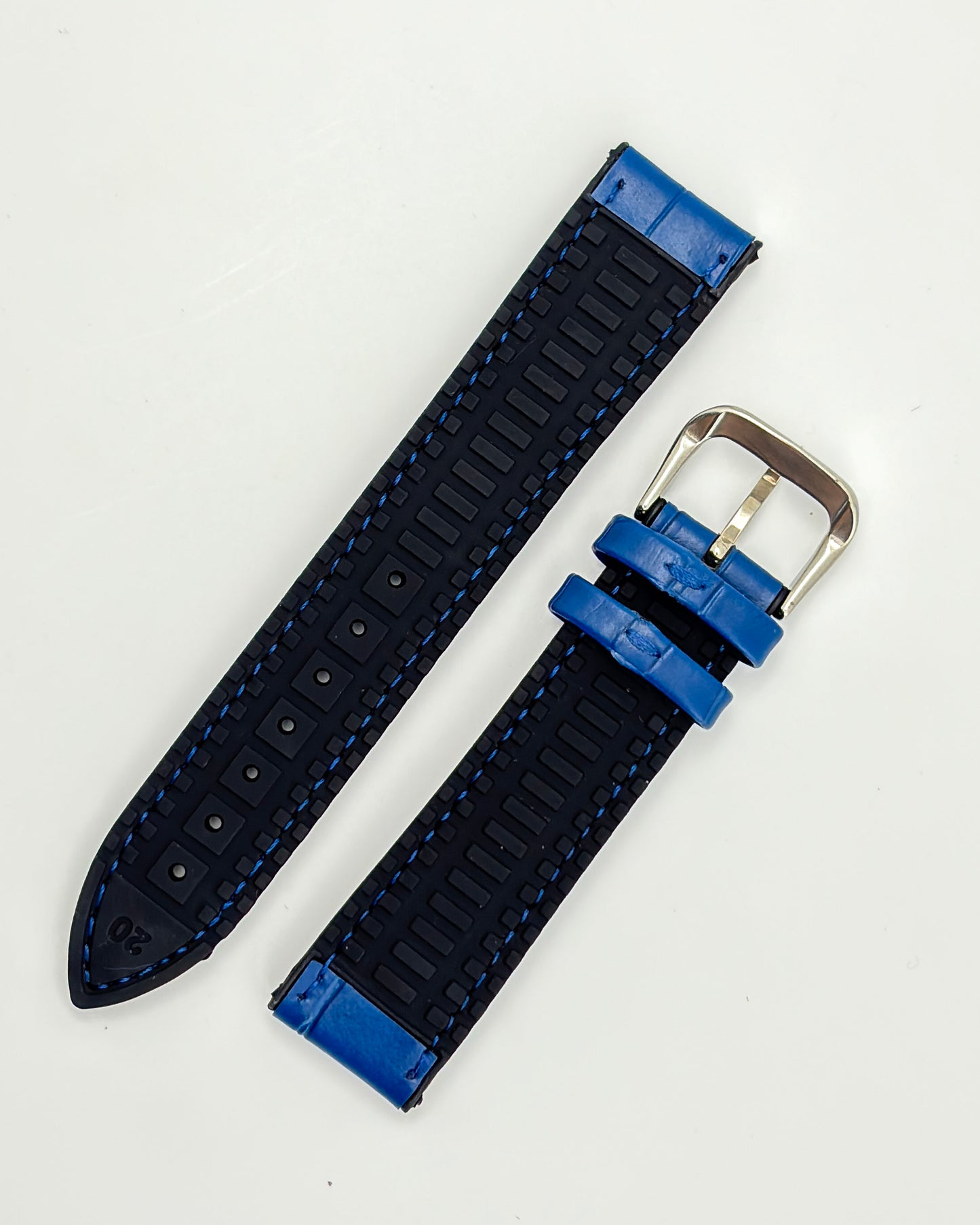 Leather Silicone Hybrid Band - Blue