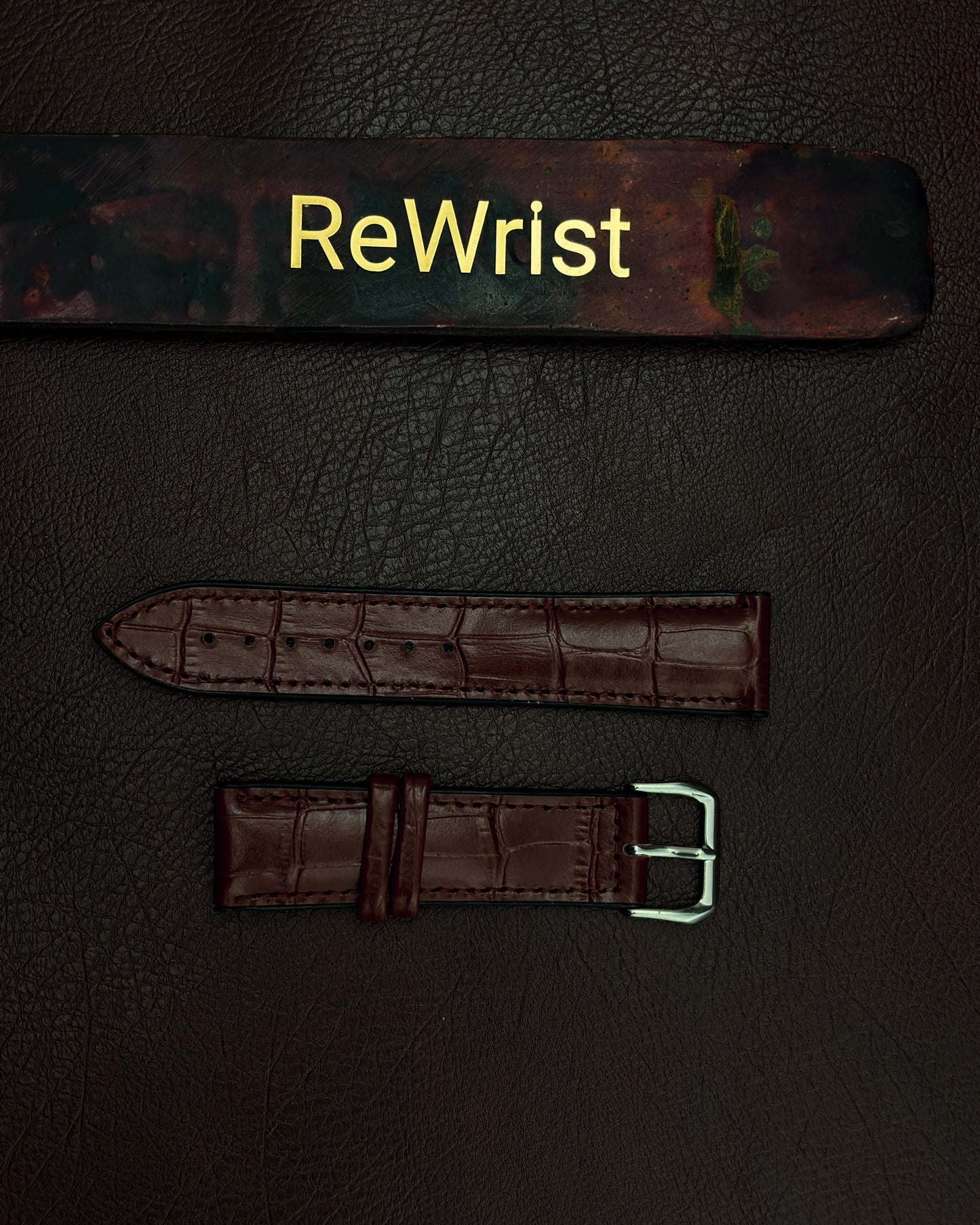 Leather Silicone Hybrid Band- Brown