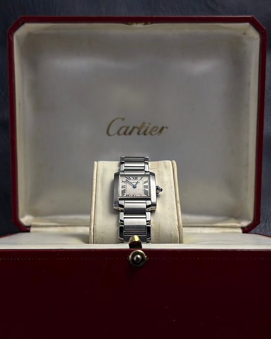 Cartier Tank Française 2384 | Full Stainless Steel | Original Vintage Box Included