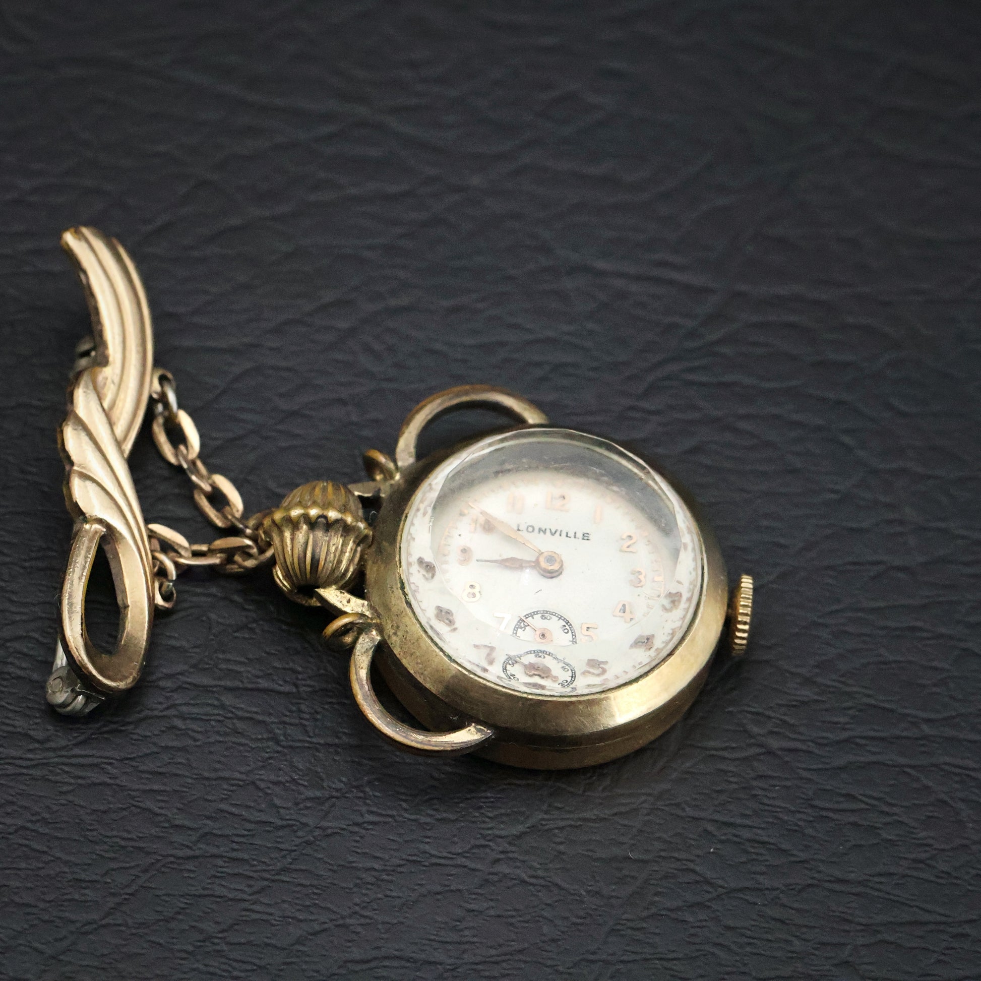 Lonville Globe Pendant Brooch Watch