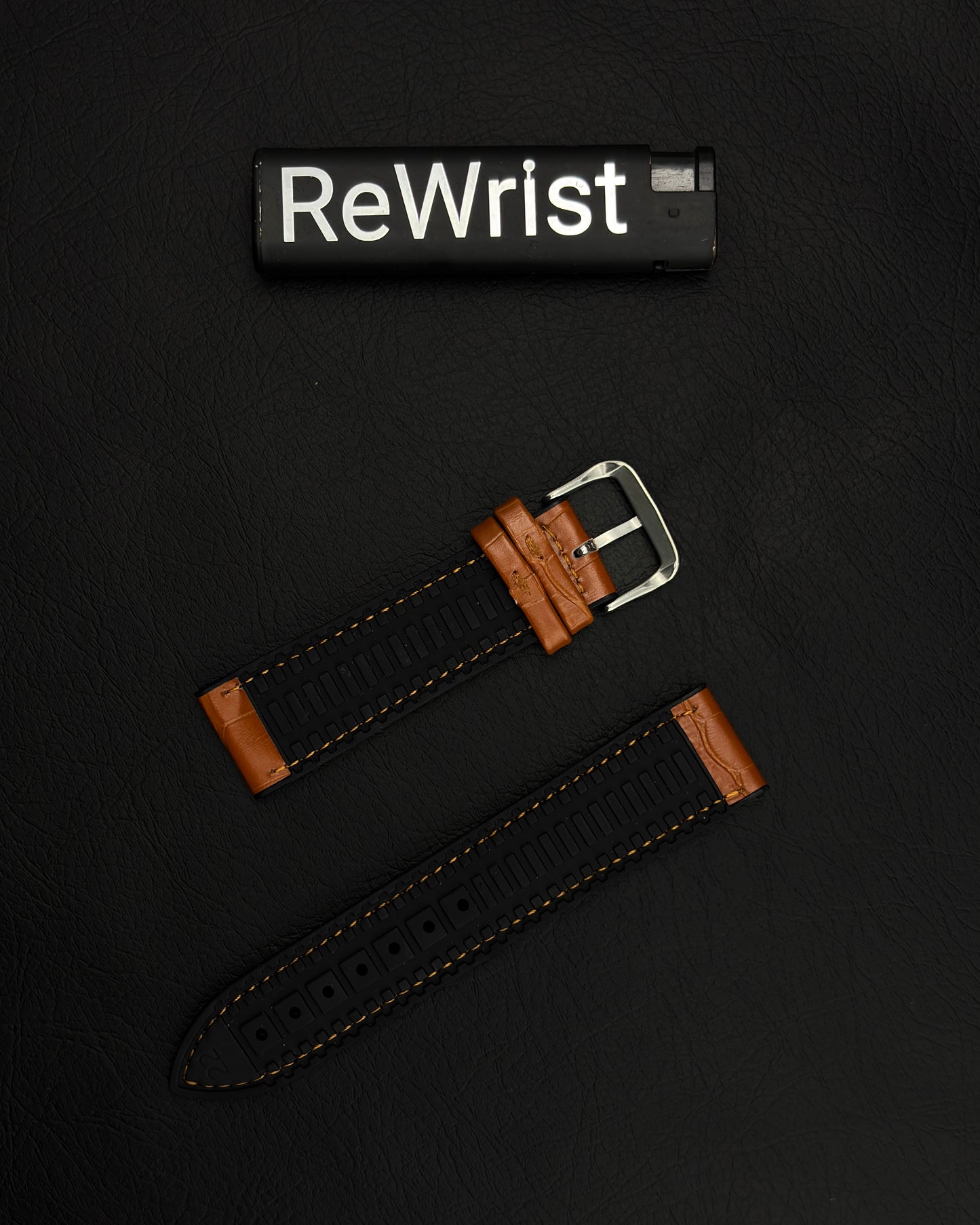 Leather Silicone Hybrid Band - Tan