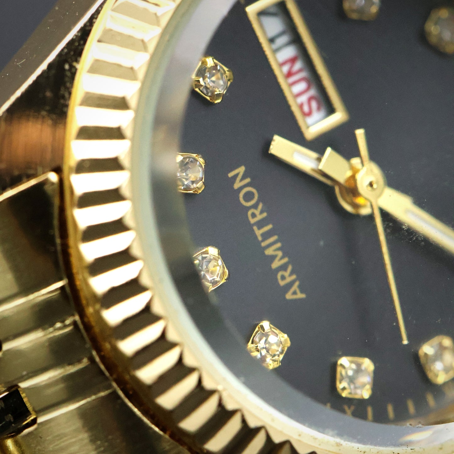 Armitron Gold-Tone Day-Date with Crystal Markers