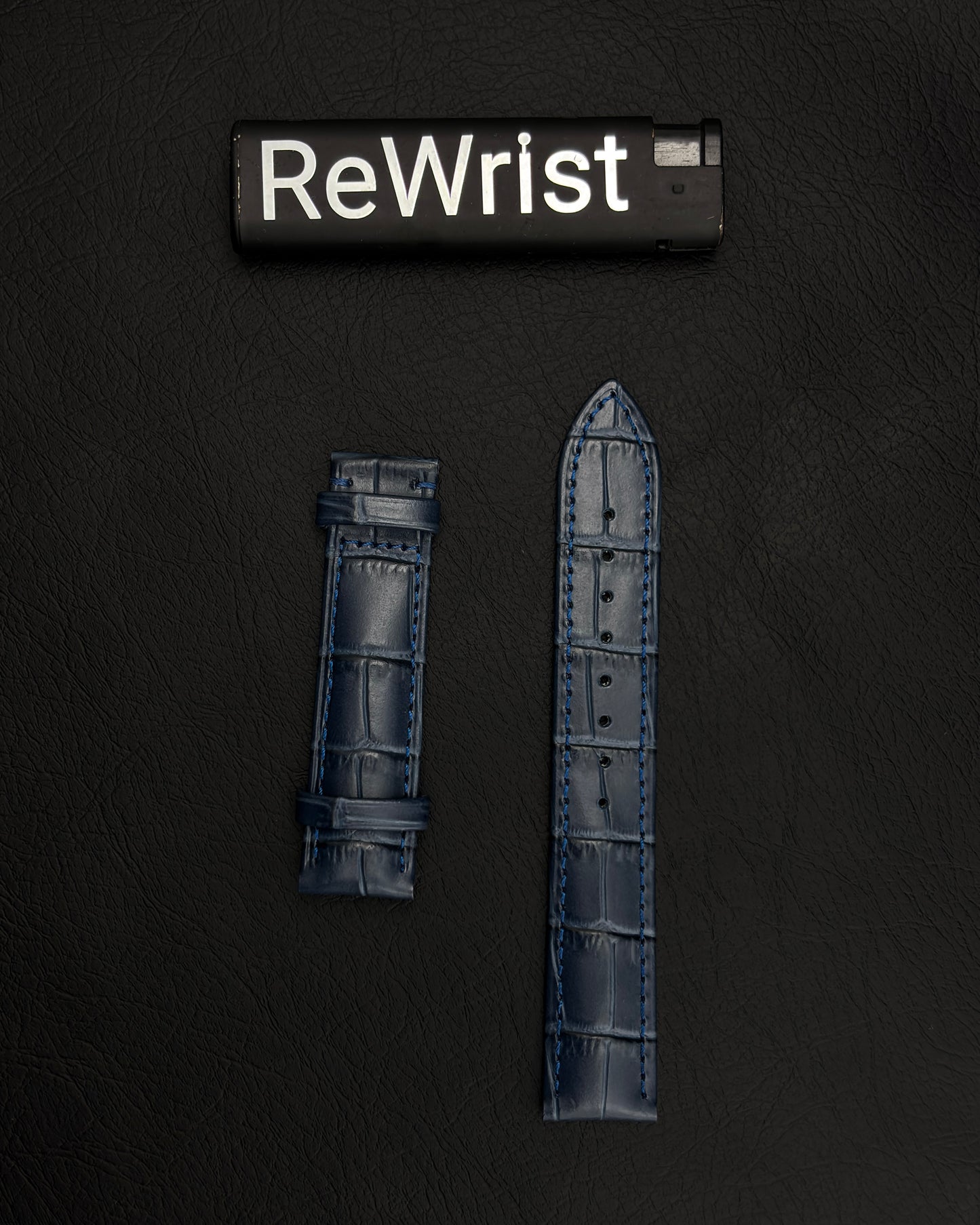Odd size leather strap - Blue