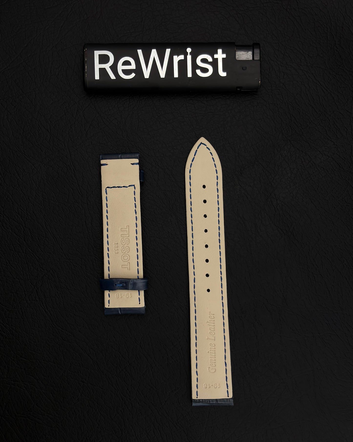 Odd size leather strap - Blue