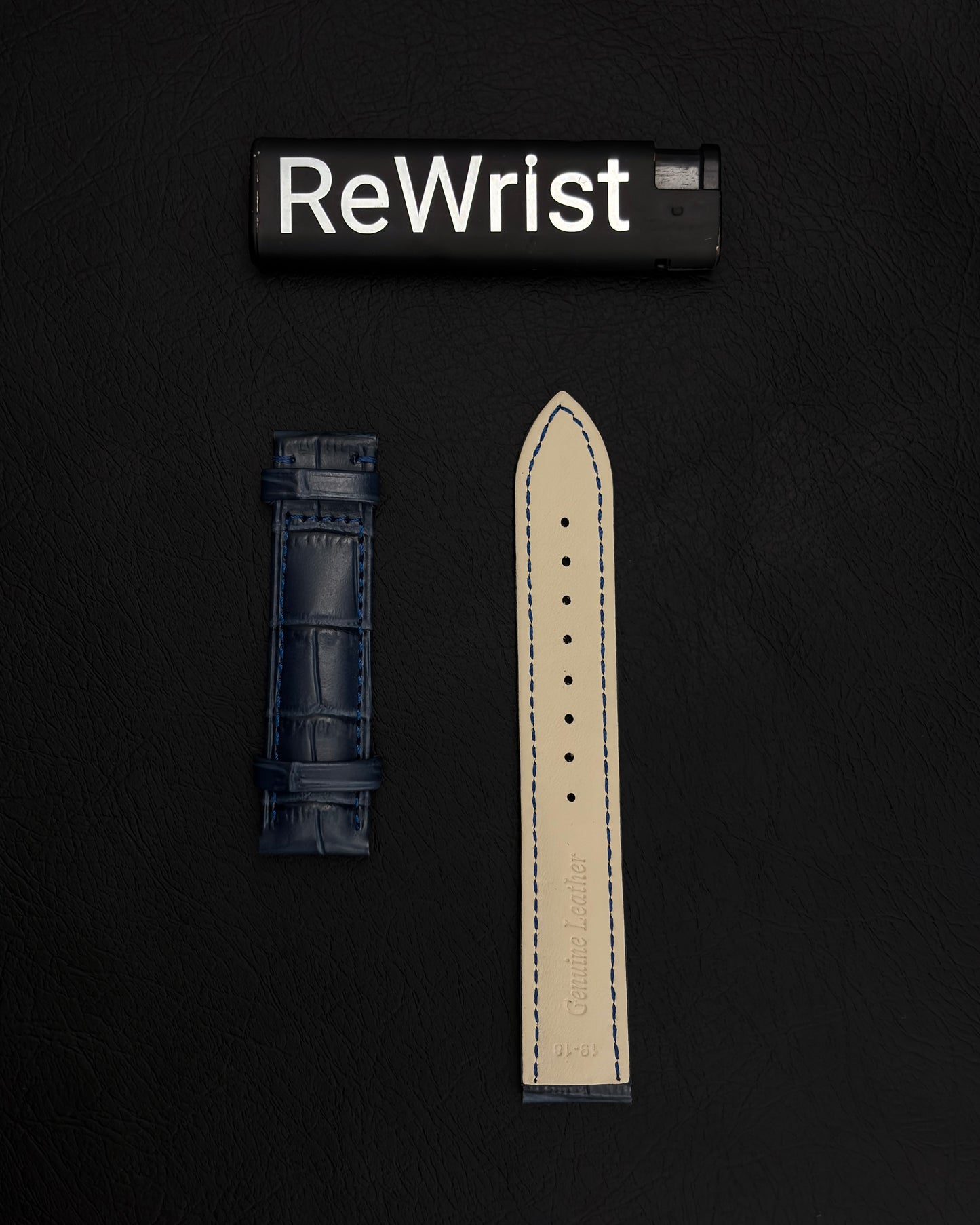 Odd size leather strap - Blue