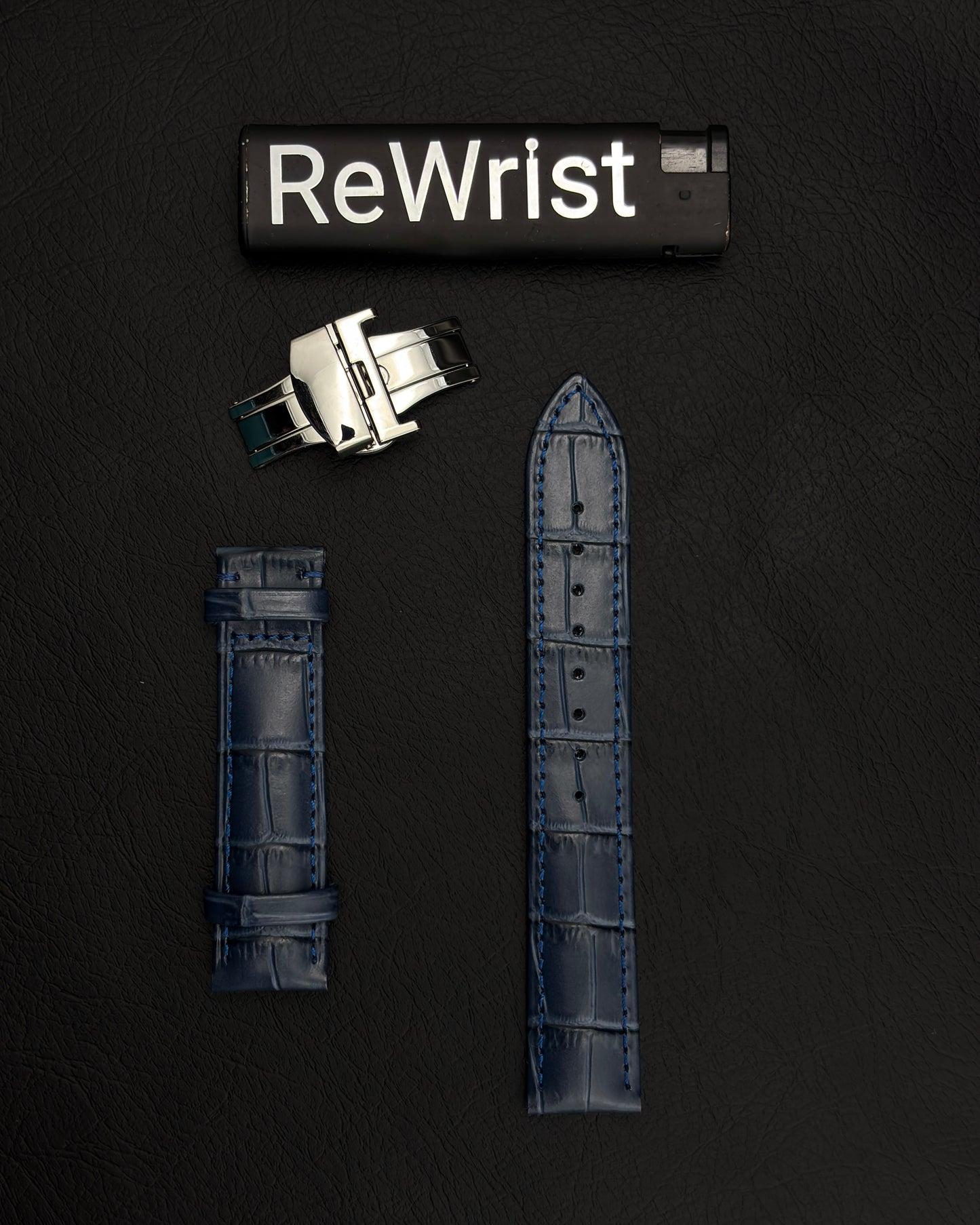 Odd size leather strap - Blue
