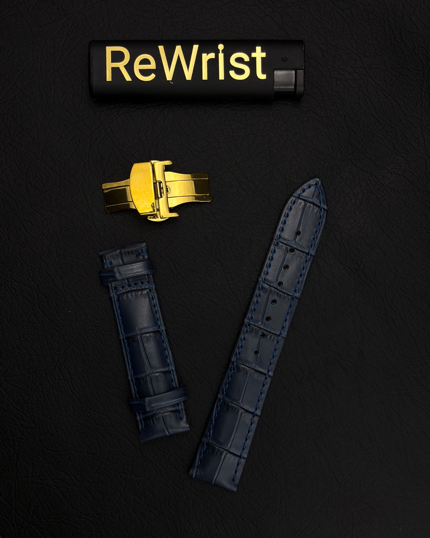 Odd size leather strap - Blue