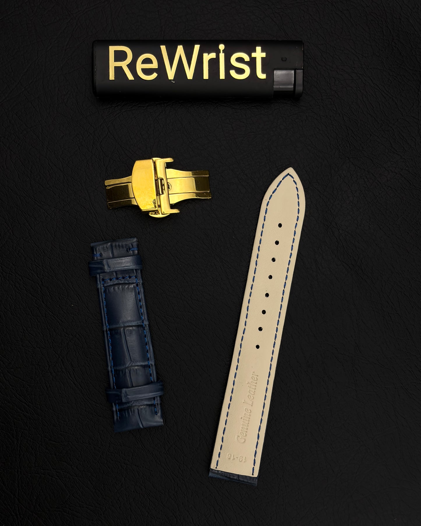Odd size leather strap - Blue
