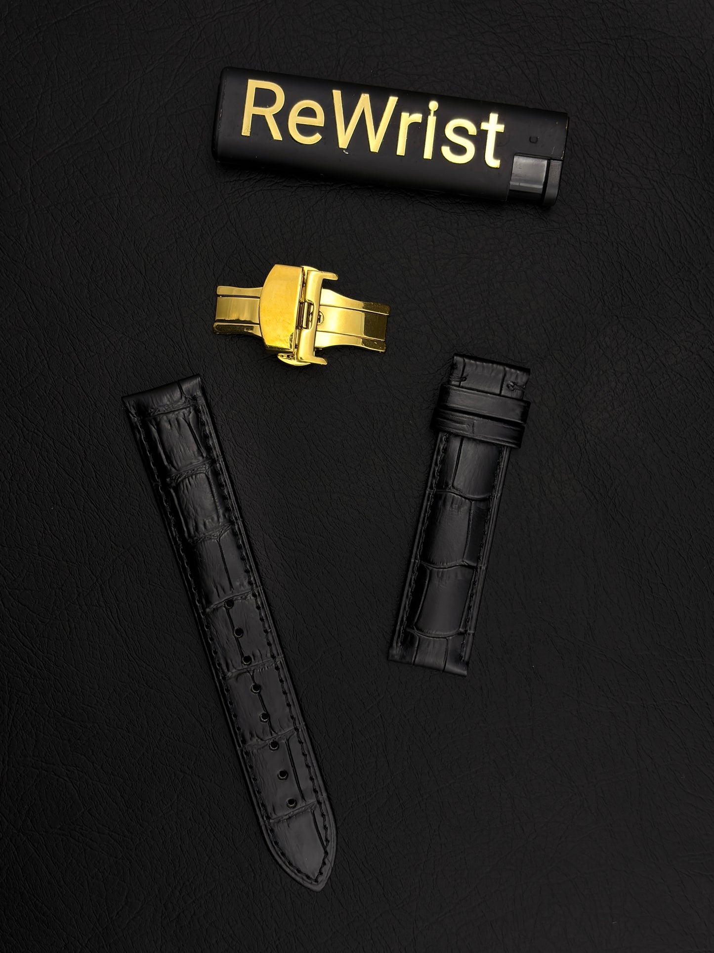 Odd size leather strap - Black