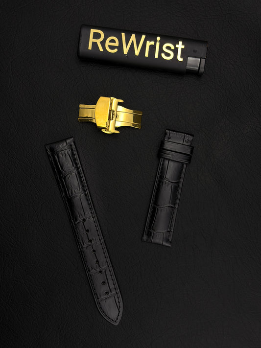 Odd size leather strap - Black