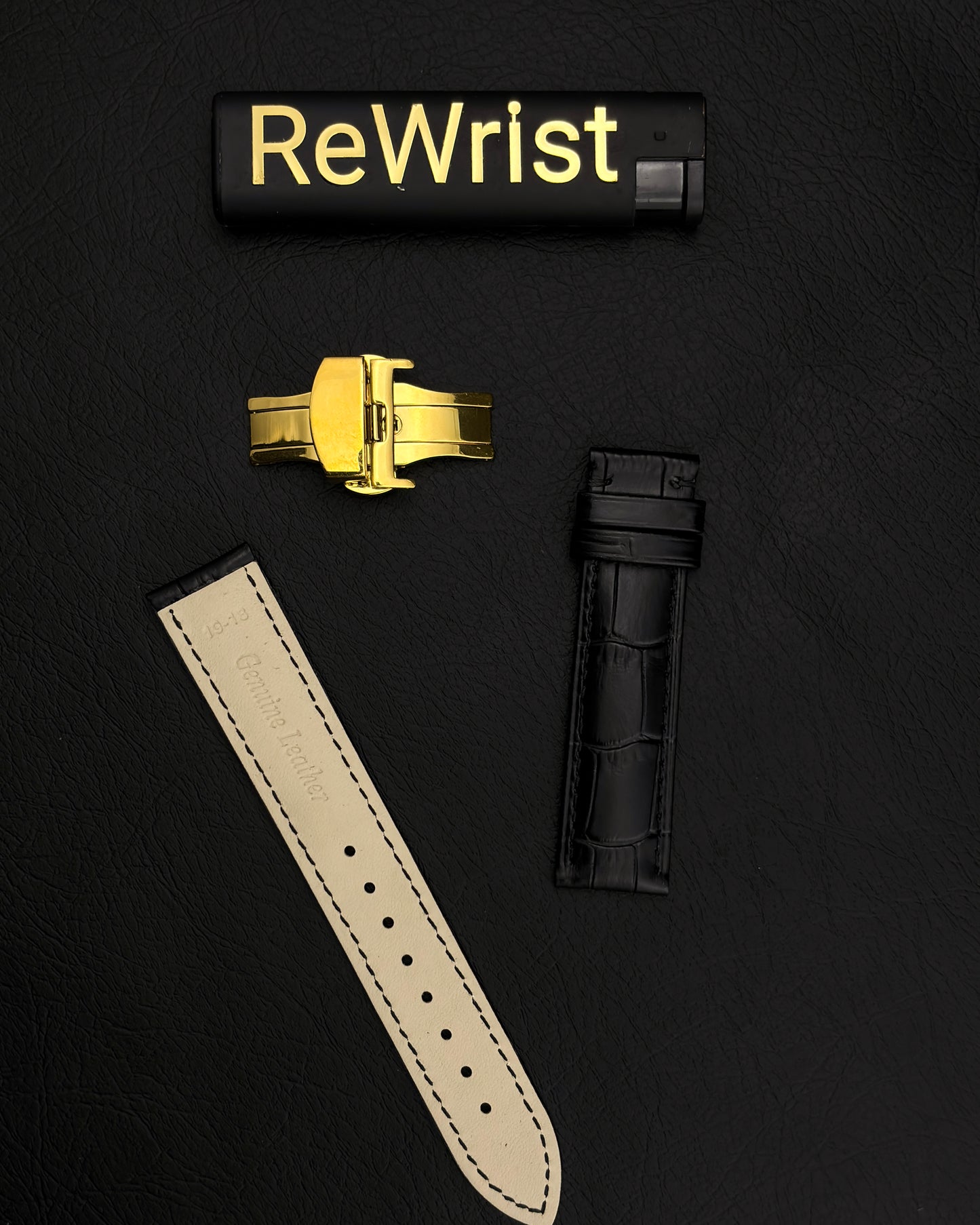 Odd size leather strap - Black