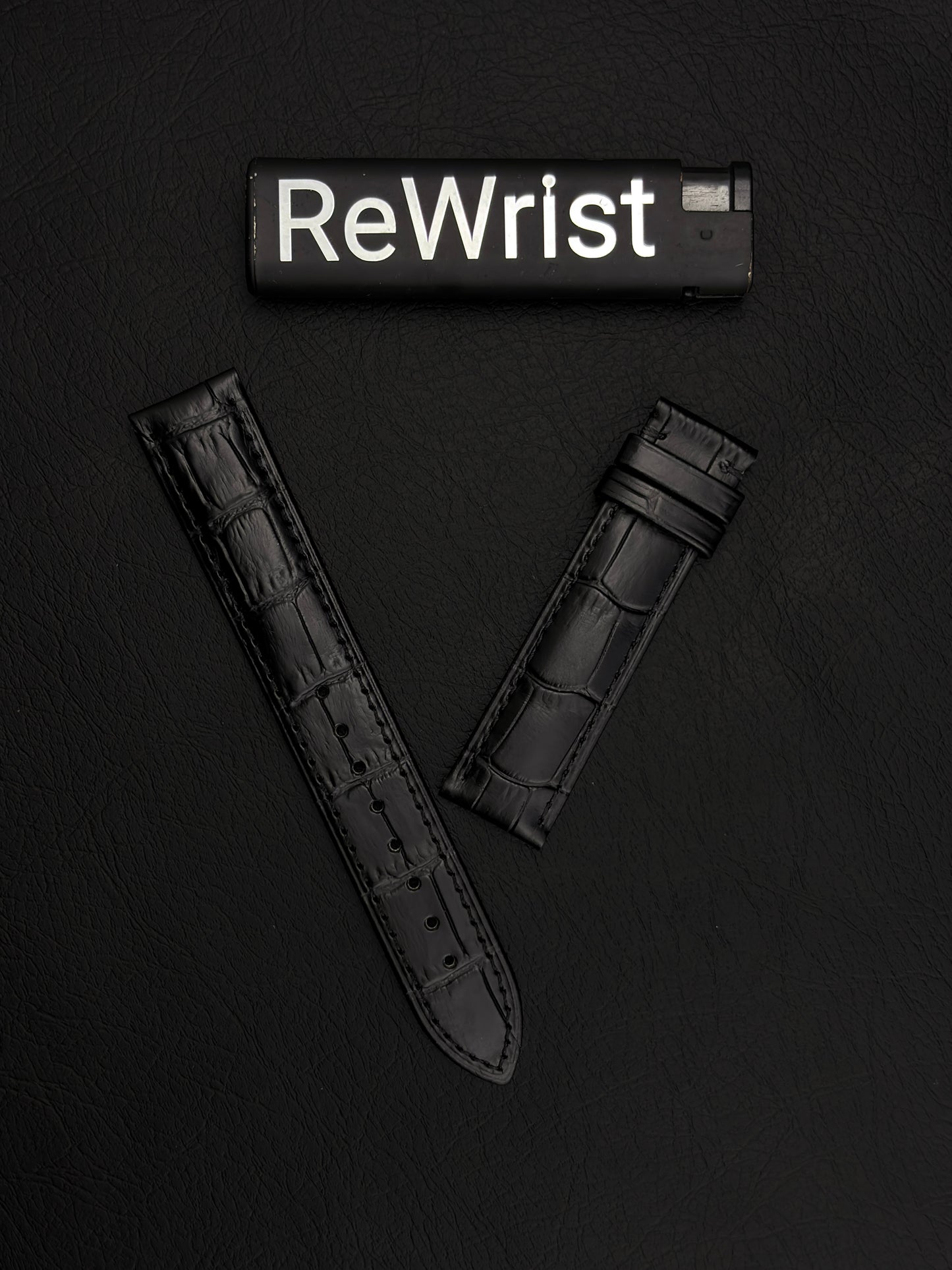 Odd size leather strap - Black