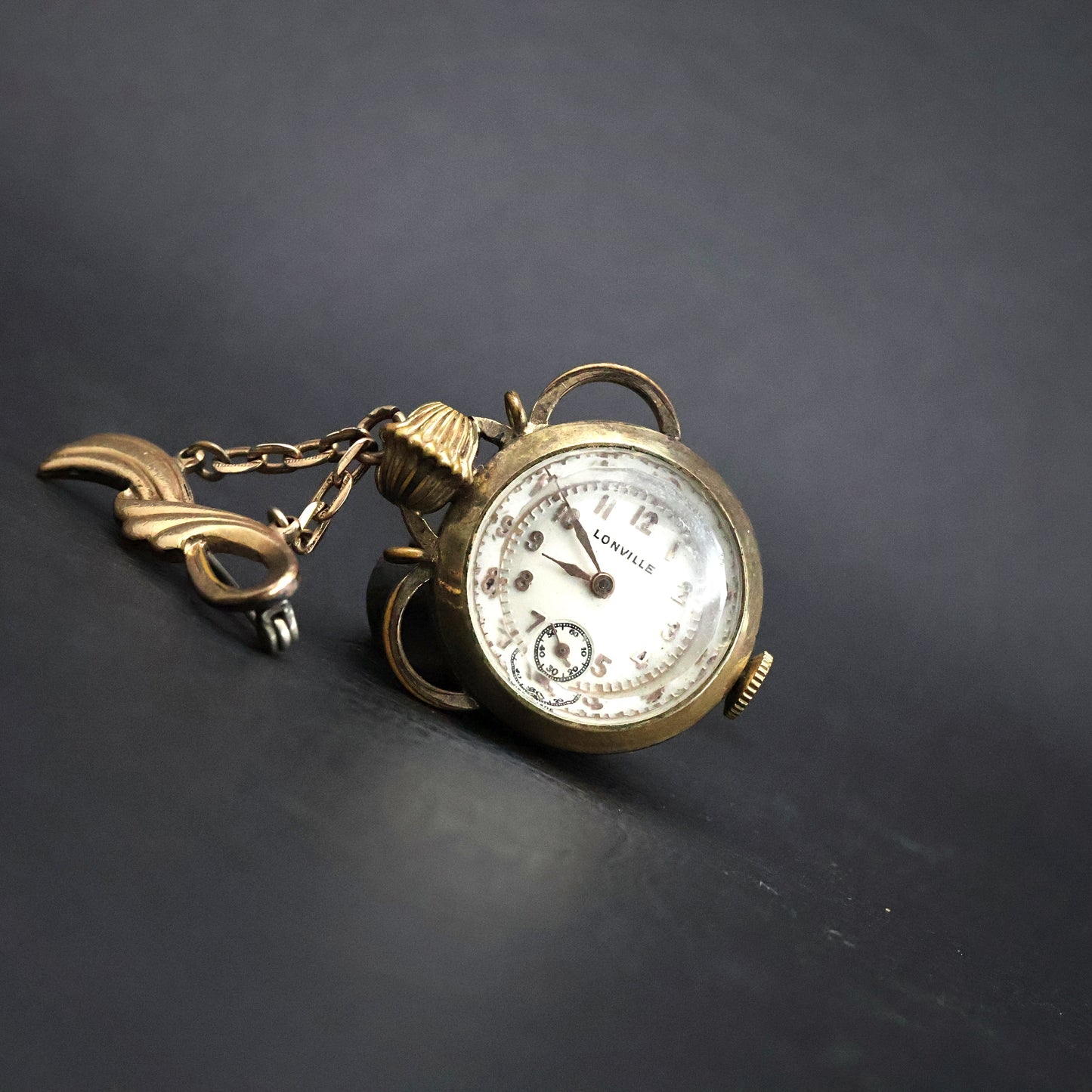 Lonville Globe Pendant Brooch Watch