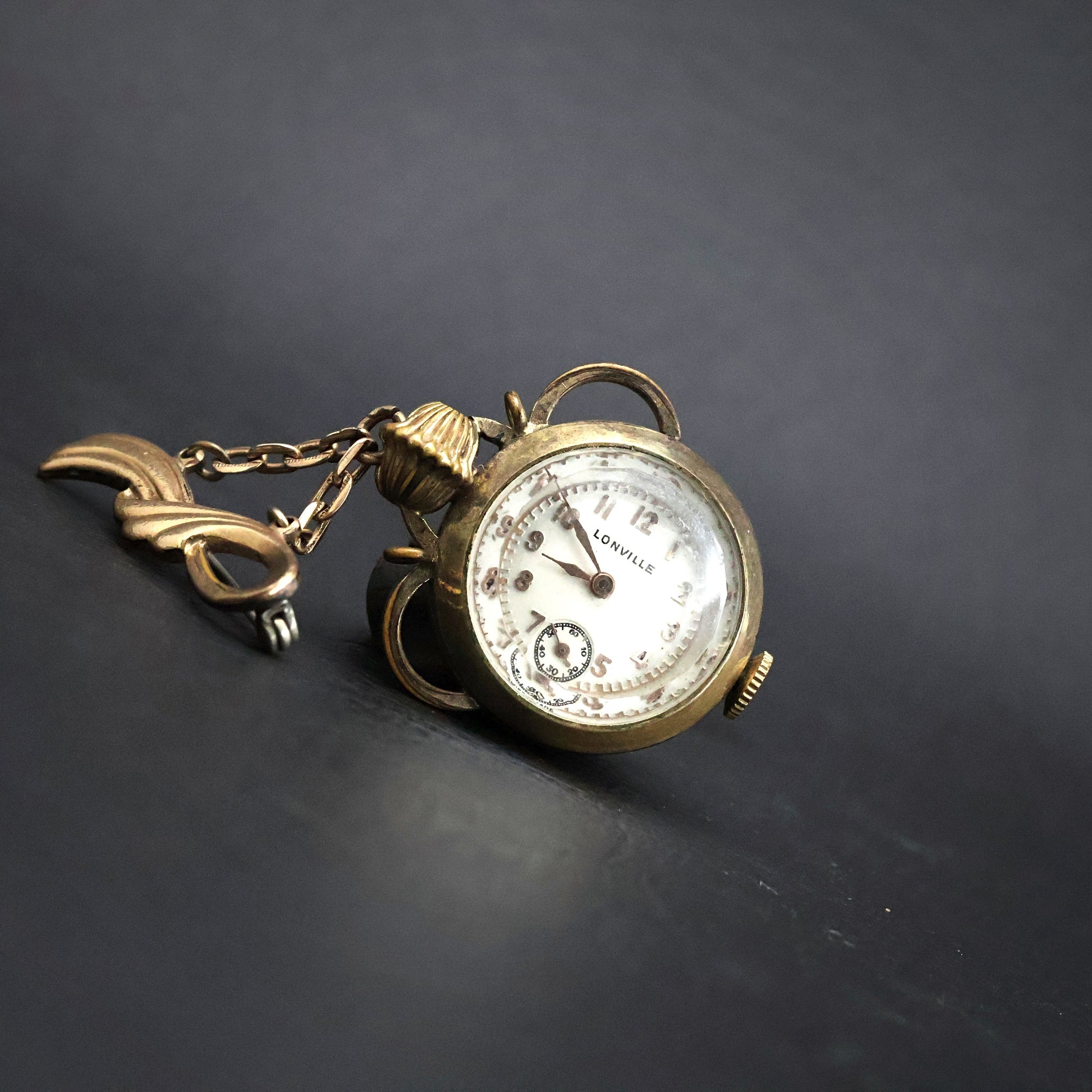 Lonville Globe Pendant Brooch Watch