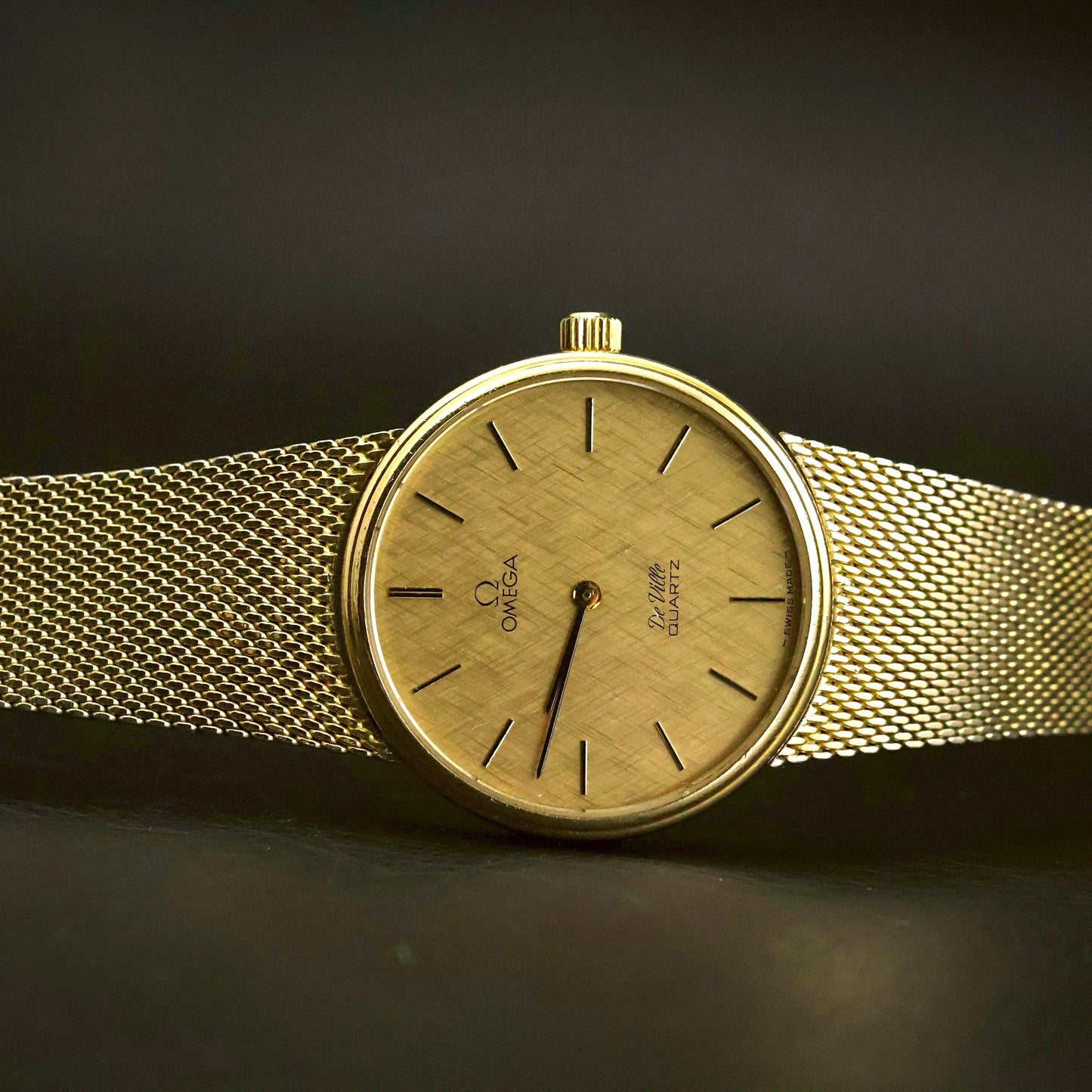 Omega De Ville | Champagne Linen Dial | Gold | Mesh Bracelet | Quartz