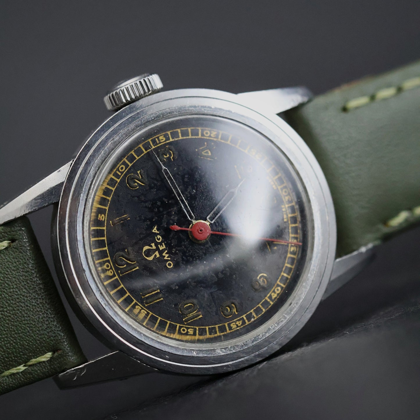 Omega Military - WW2 Era Black Dial, Red Seconds