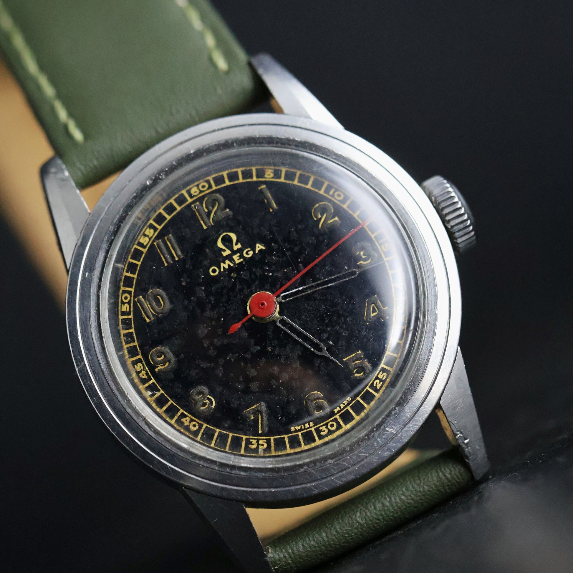 Omega Military - WW2 Era Black Dial, Red Seconds