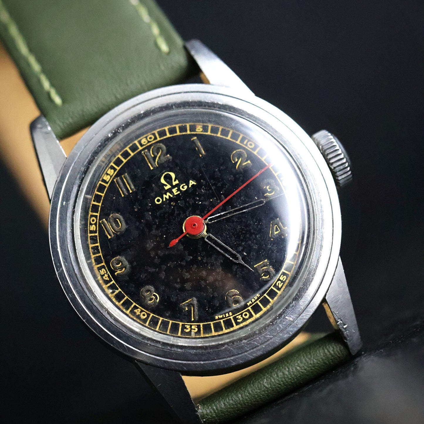 Omega Military - WW2 Era Black Dial, Red Seconds