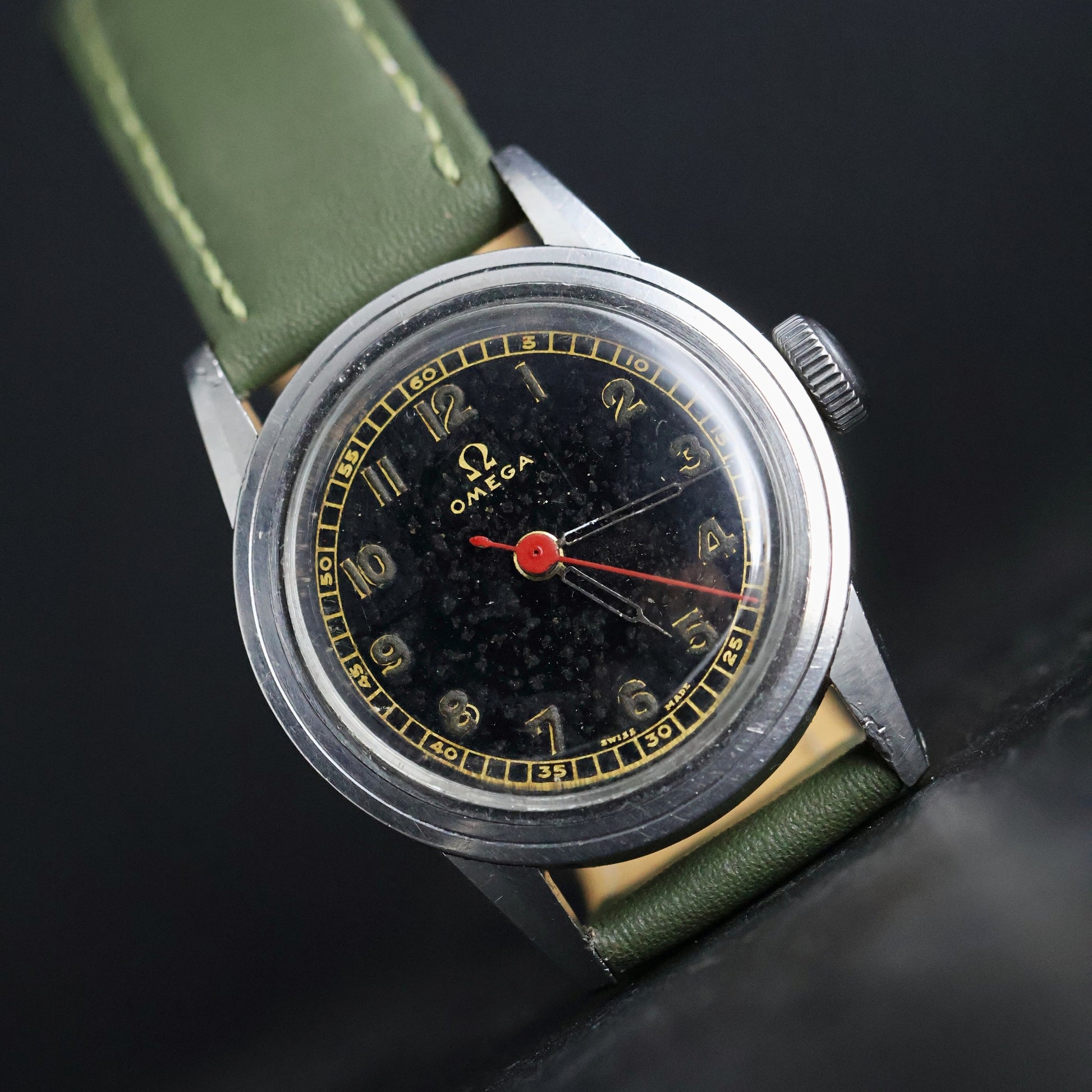 Omega Military - WW2 Era Black Dial, Red Seconds