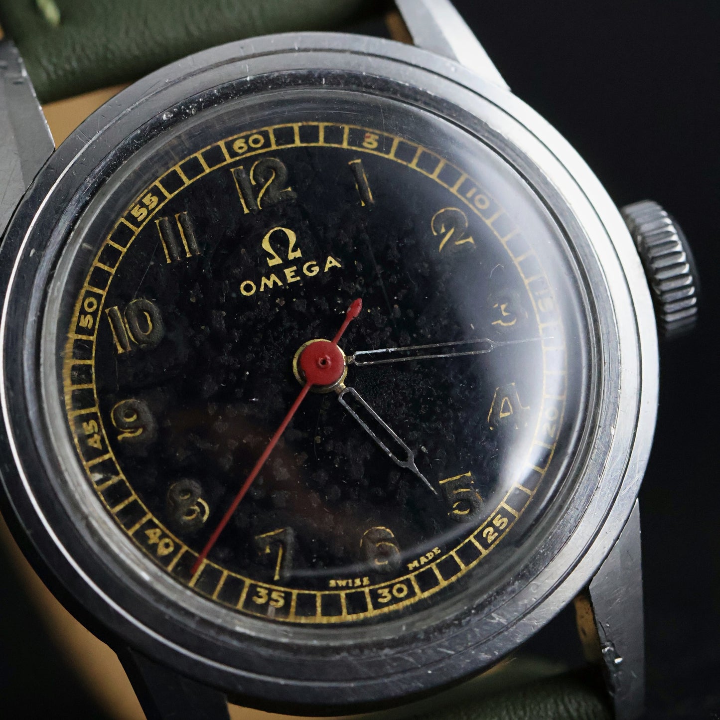 Omega Military - WW2 Era Black Dial, Red Seconds