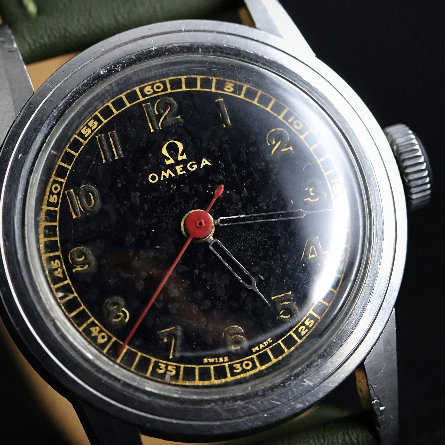 Omega Military - WW2 Era Black Dial, Red Seconds