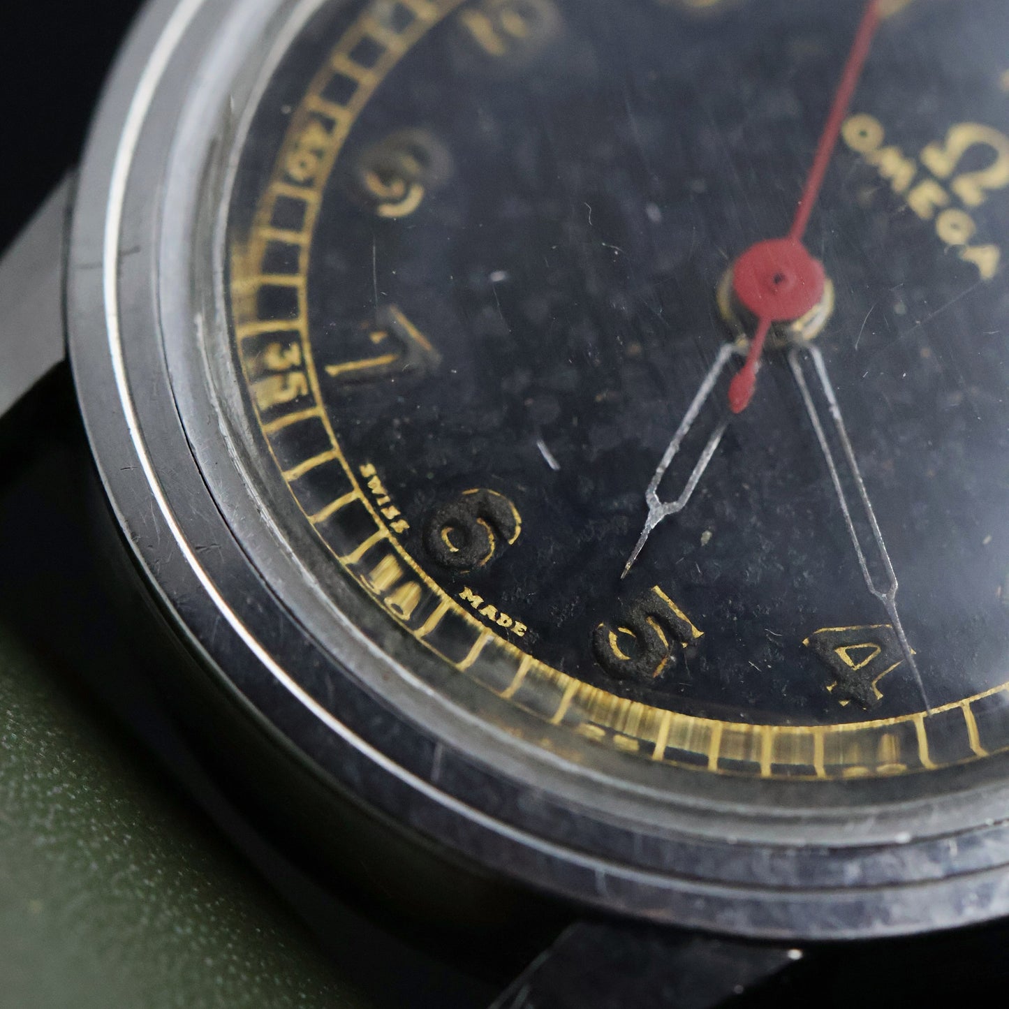 Omega Military - WW2 Era Black Dial, Red Seconds