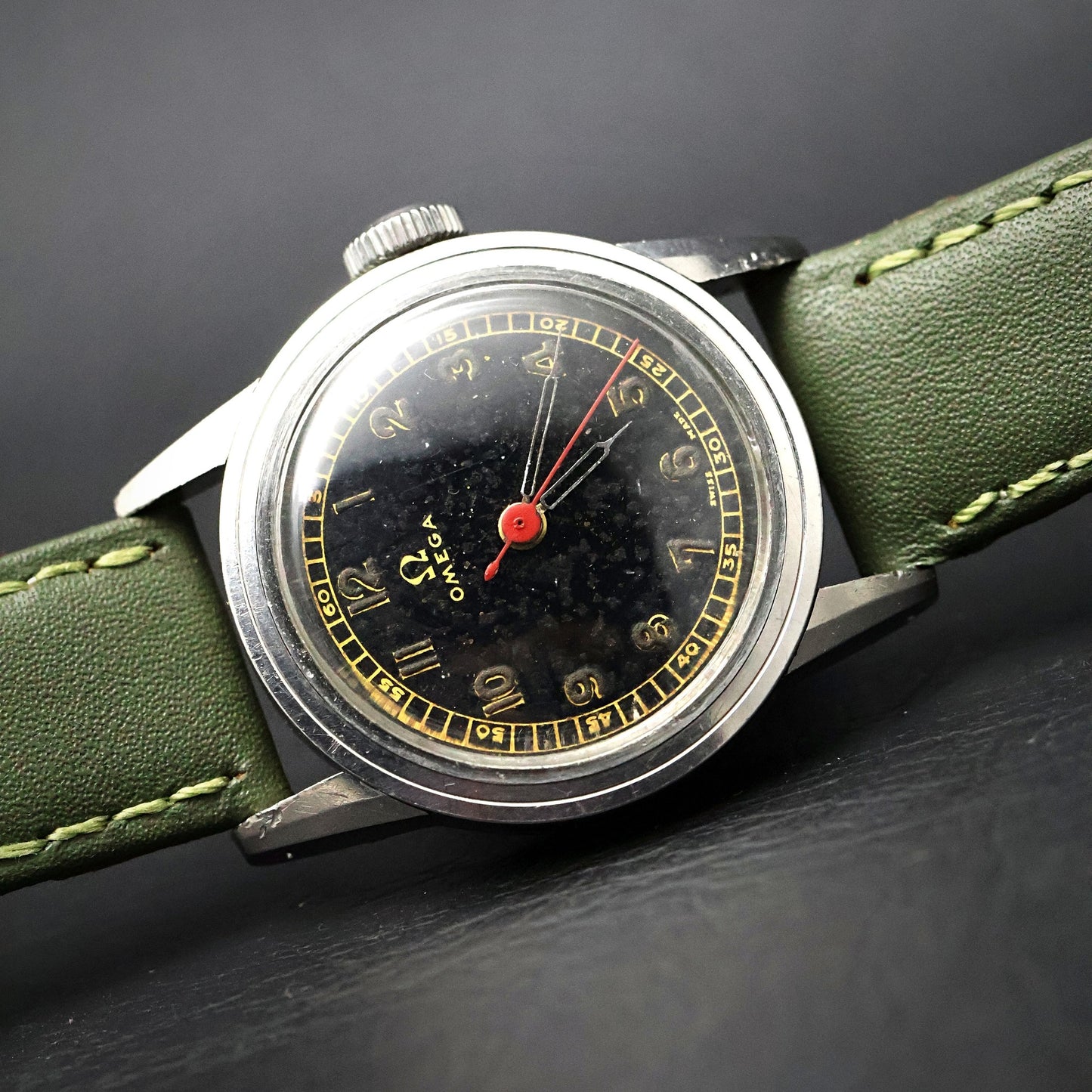 Omega Military - WW2 Era Black Dial, Red Seconds