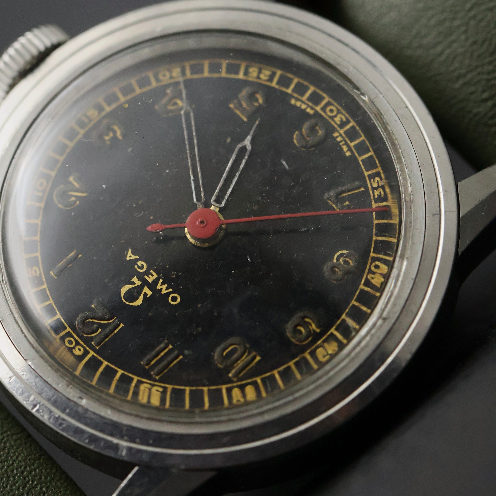 Omega Military - WW2 Era Black Dial, Red Seconds