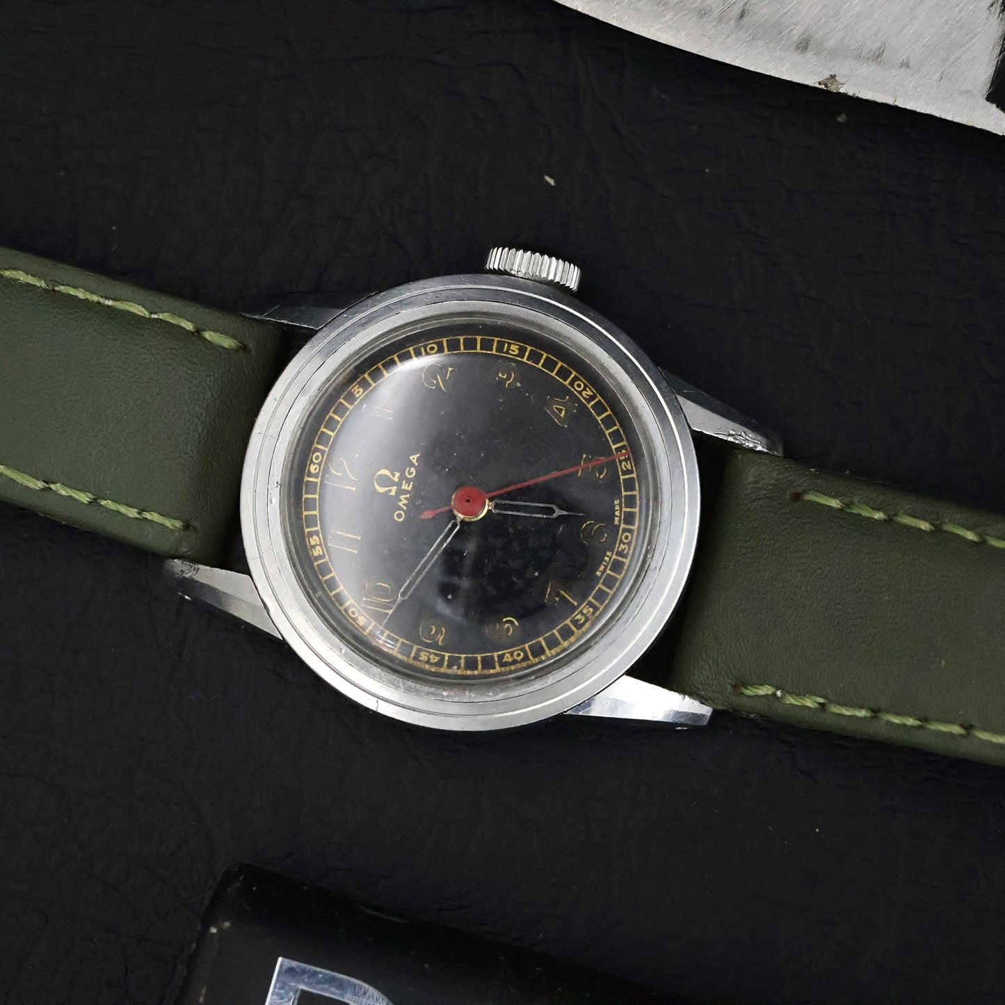 Omega Military - WW2 Era Black Dial, Red Seconds