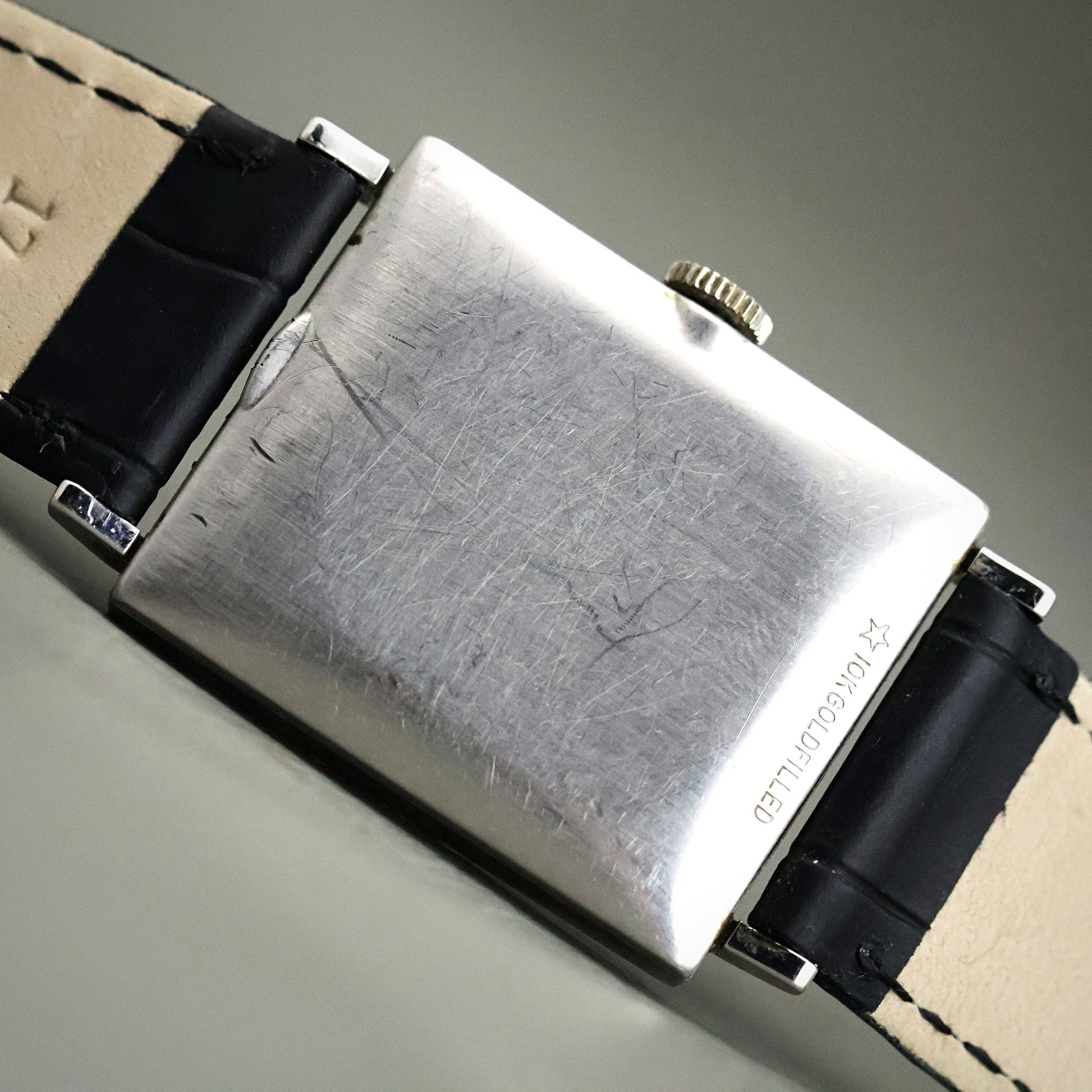 Longines Tank - 10K White Gold Filled, Black Dial