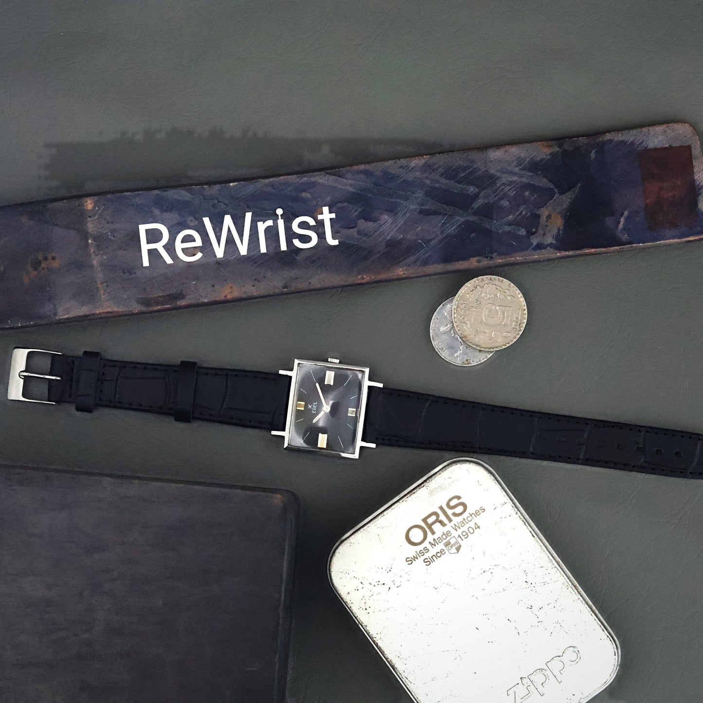 Ebel Square - Black Dial, Architectural Case