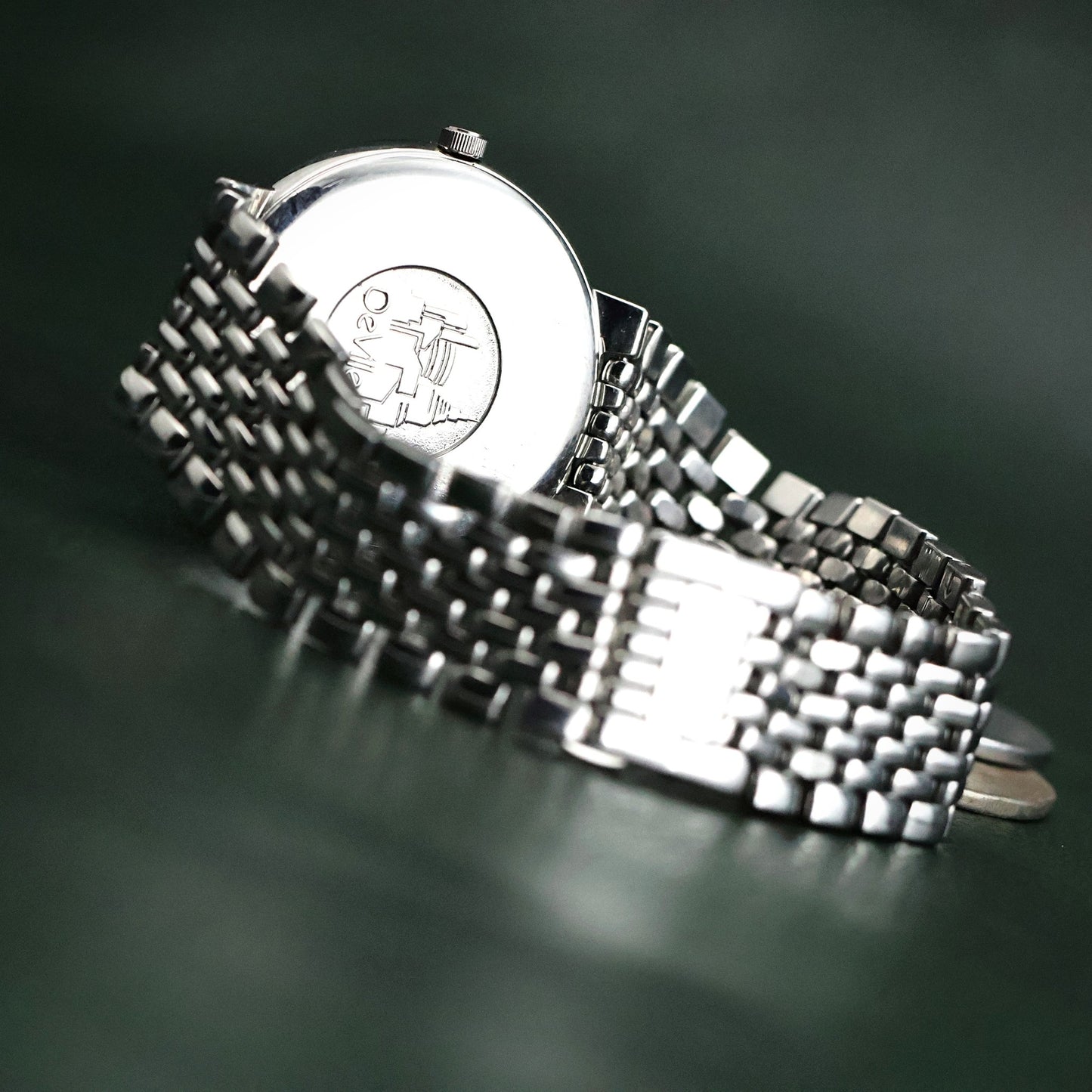 Omega - Steel Rice-Bead Bracelet, Cream Dial with Date