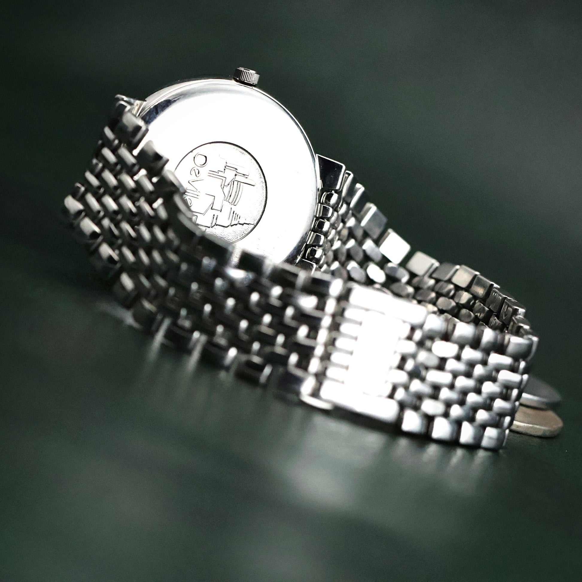 Omega - Steel Rice-Bead Bracelet, Cream Dial with Date