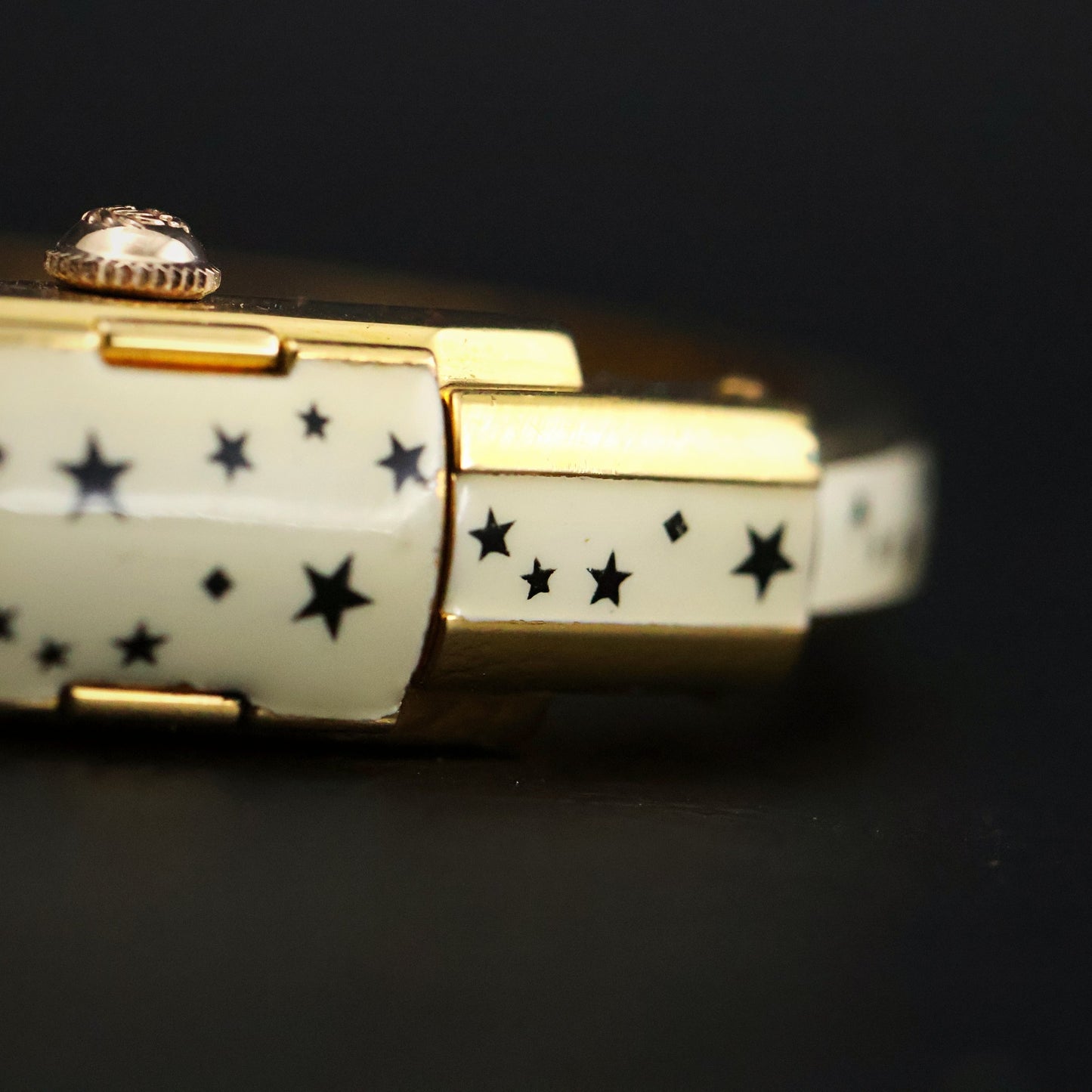 Titus Ladies Concealed-Dial Bangle Watch | White Enamel Star Pattern | Original Box