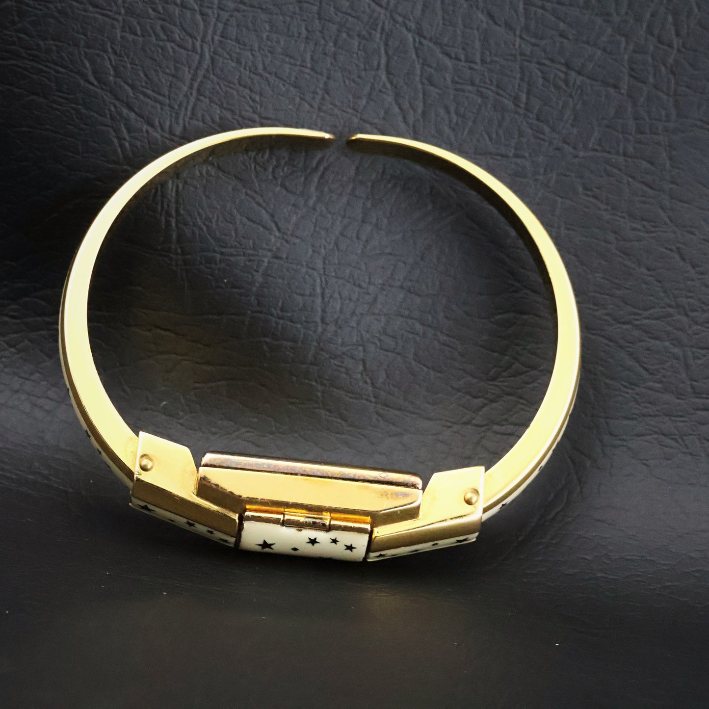 Titus Ladies Concealed-Dial Bangle Watch | White Enamel Star Pattern | Original Box